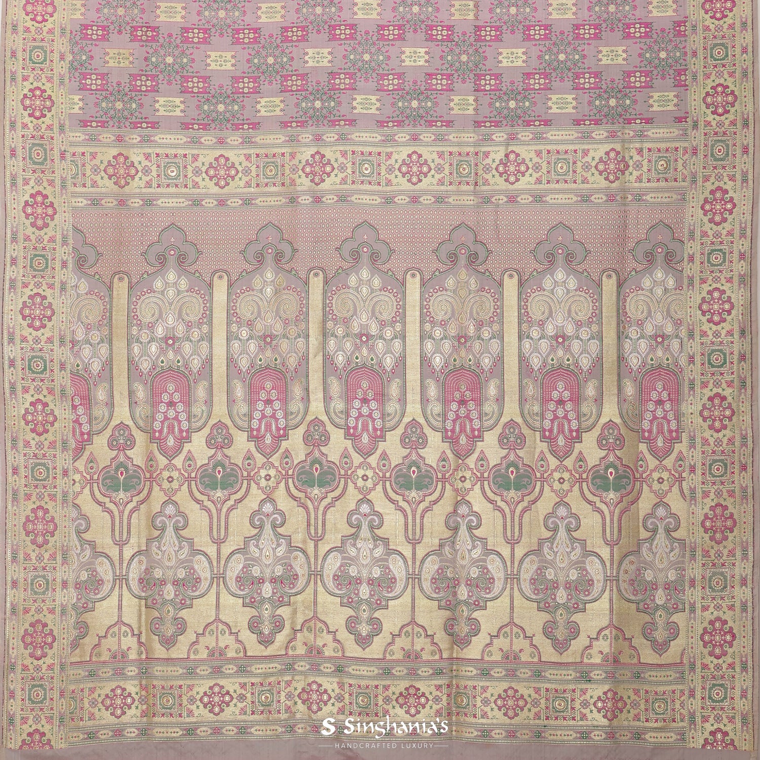 Pale Pink Silk Saree With Banarasi Weaving