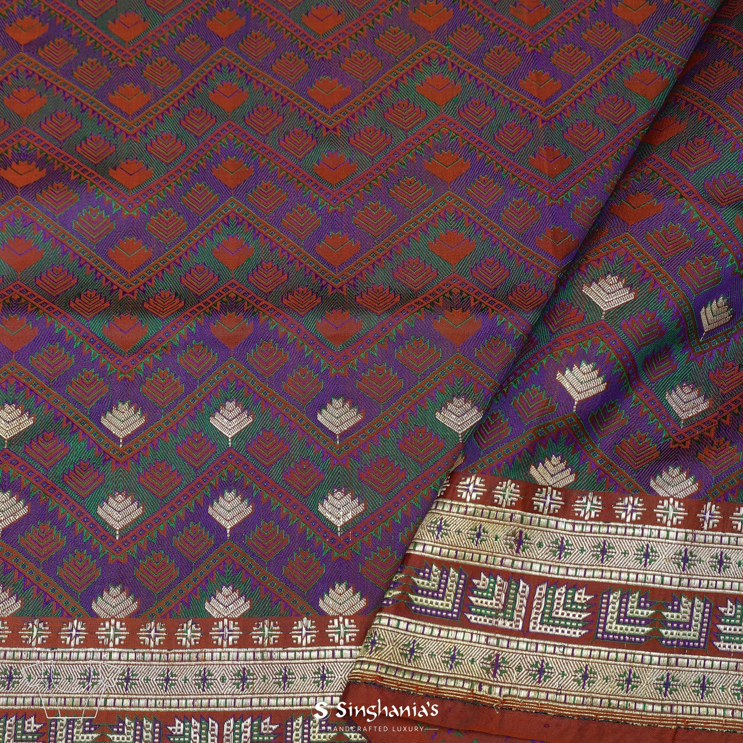 Medium Purple Silk Saree With Banarasi Weaving