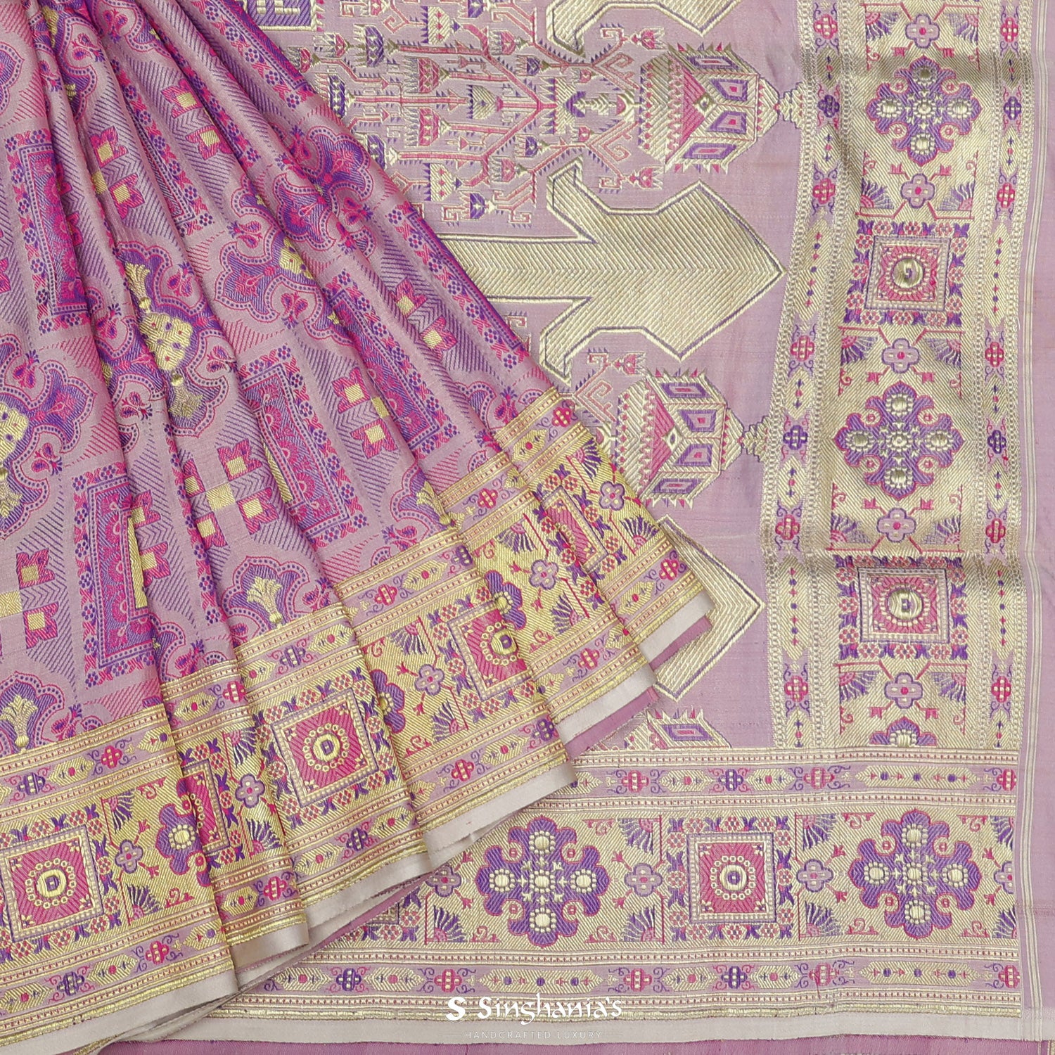 Plum Purple Silk Saree With Banarasi Weaving