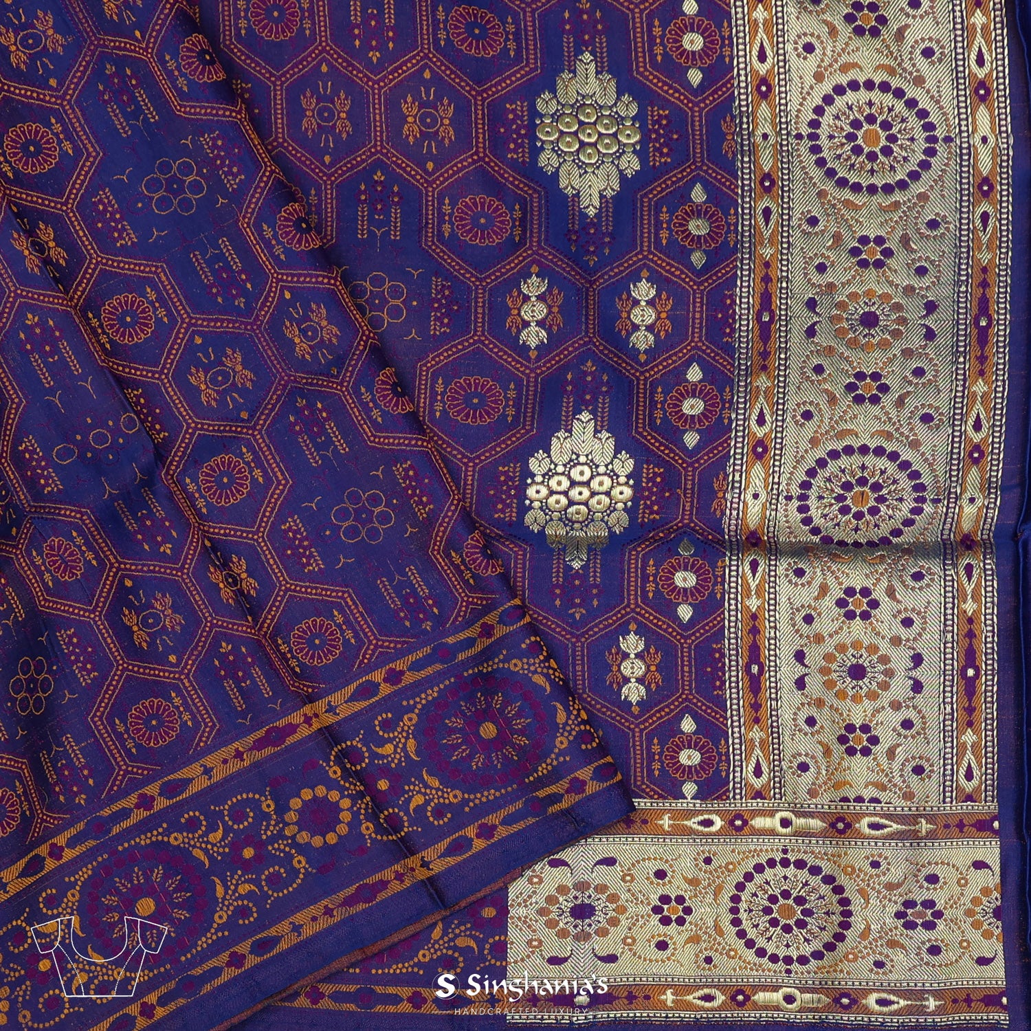 Violet Silk Saree With Banarasi Weaving