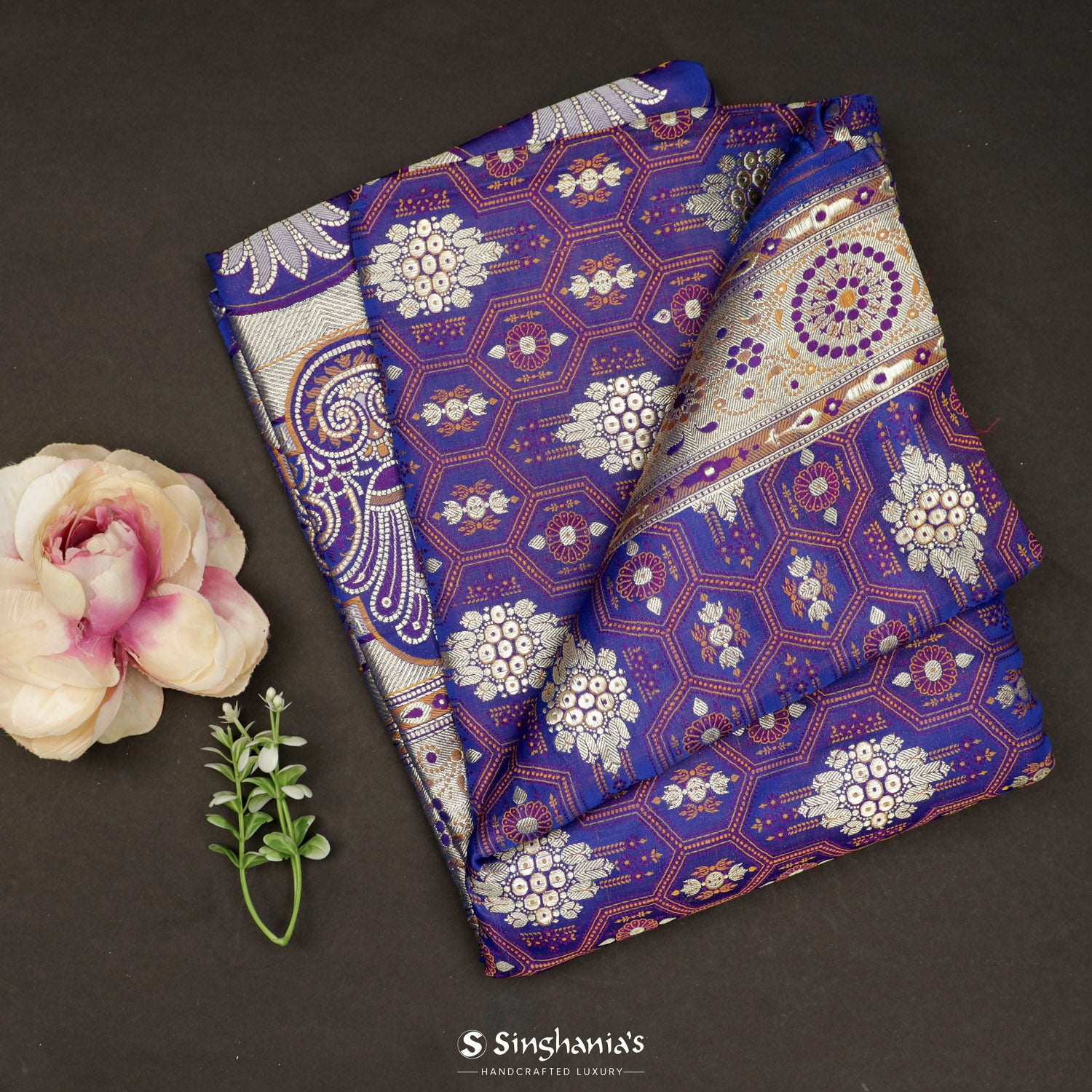 Violet Silk Saree With Banarasi Weaving