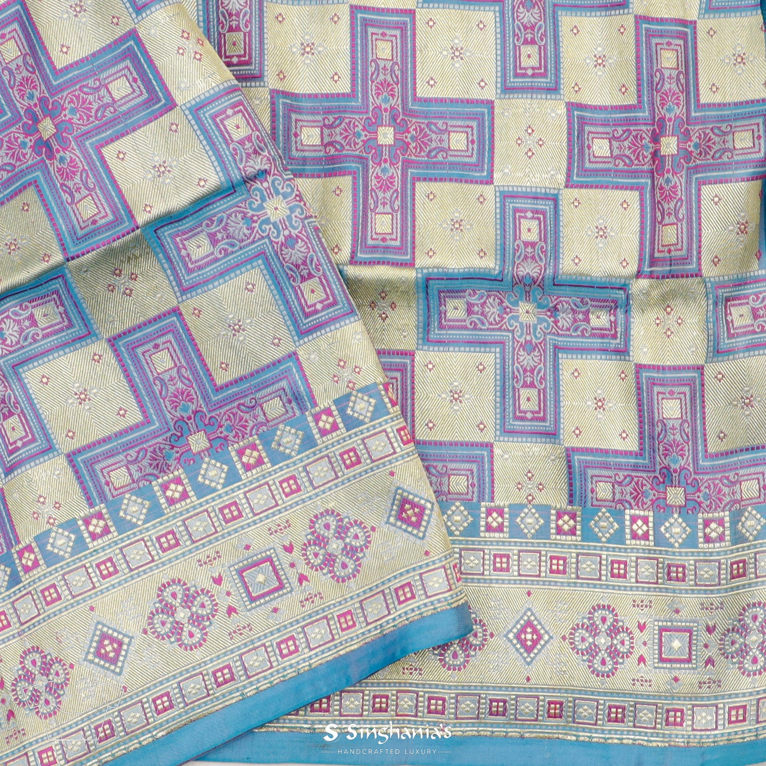 Cream Banarasi Silk Saree With Butta Pattern