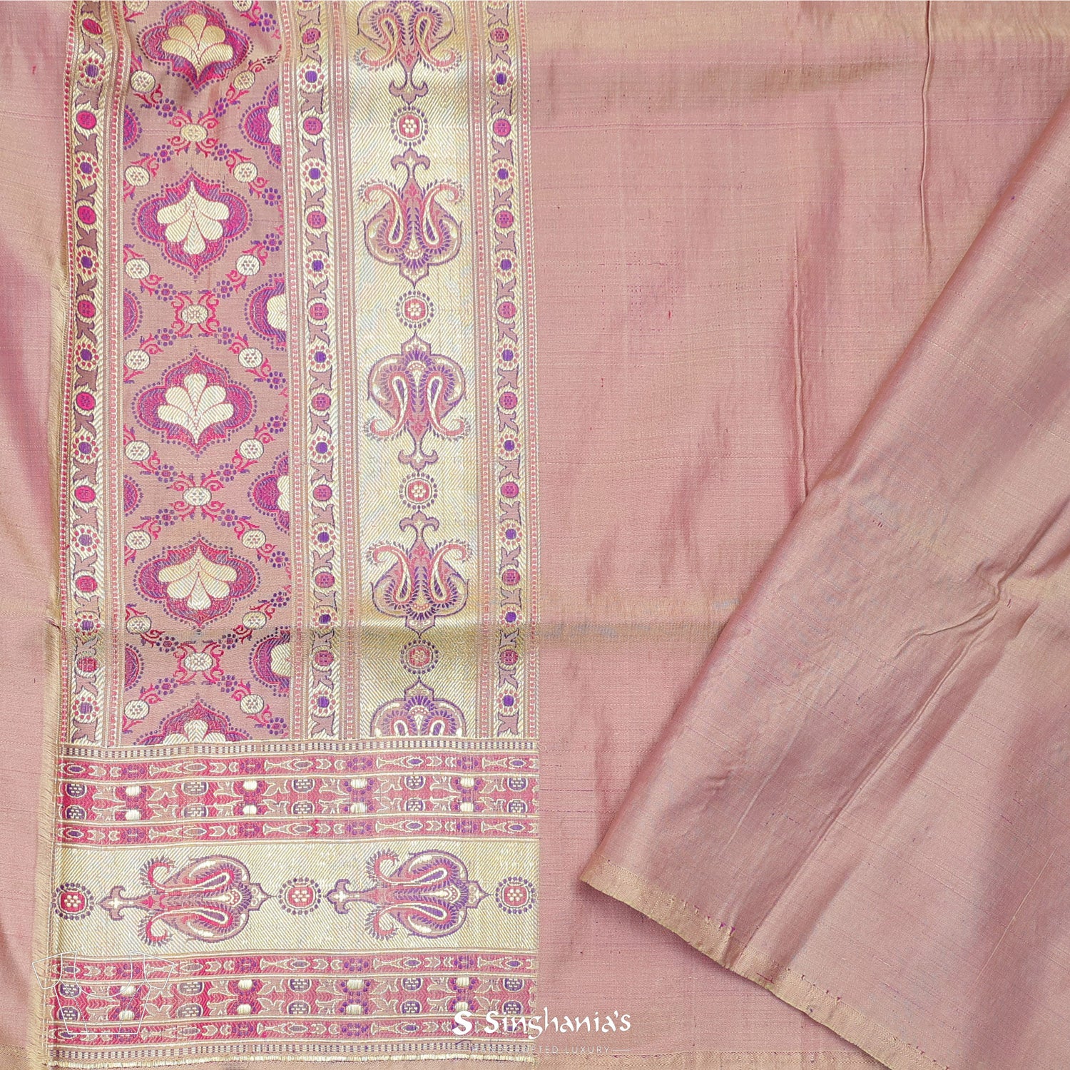 Lace Pink Silk Saree With Floral Banarasi Weaving