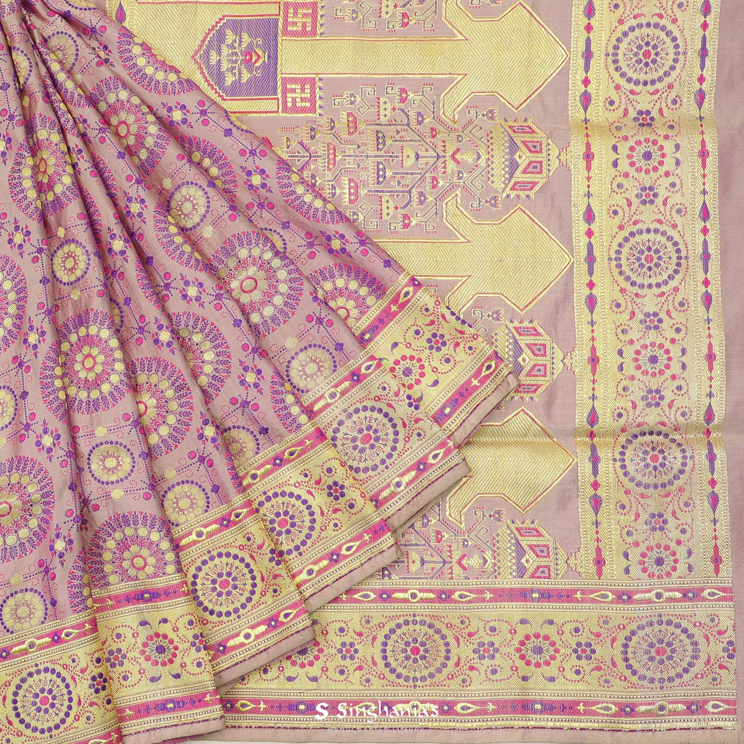 Pink Pearl Silk Saree With Banarasi Weaving