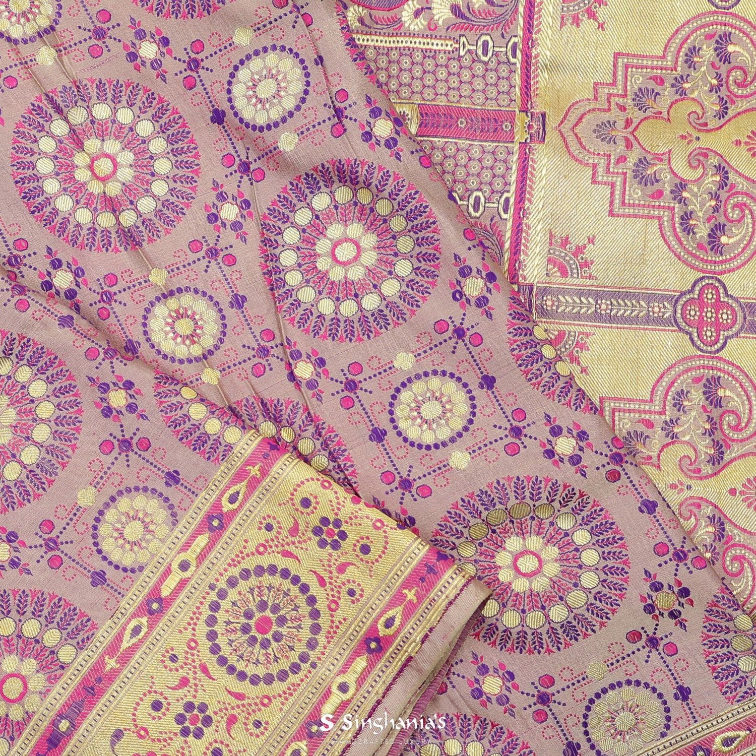 Pastel Pink Silk Saree With Banarasi Weaving