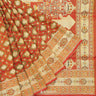 Red Orange Silk Saree With Floral Banarasi Weaving