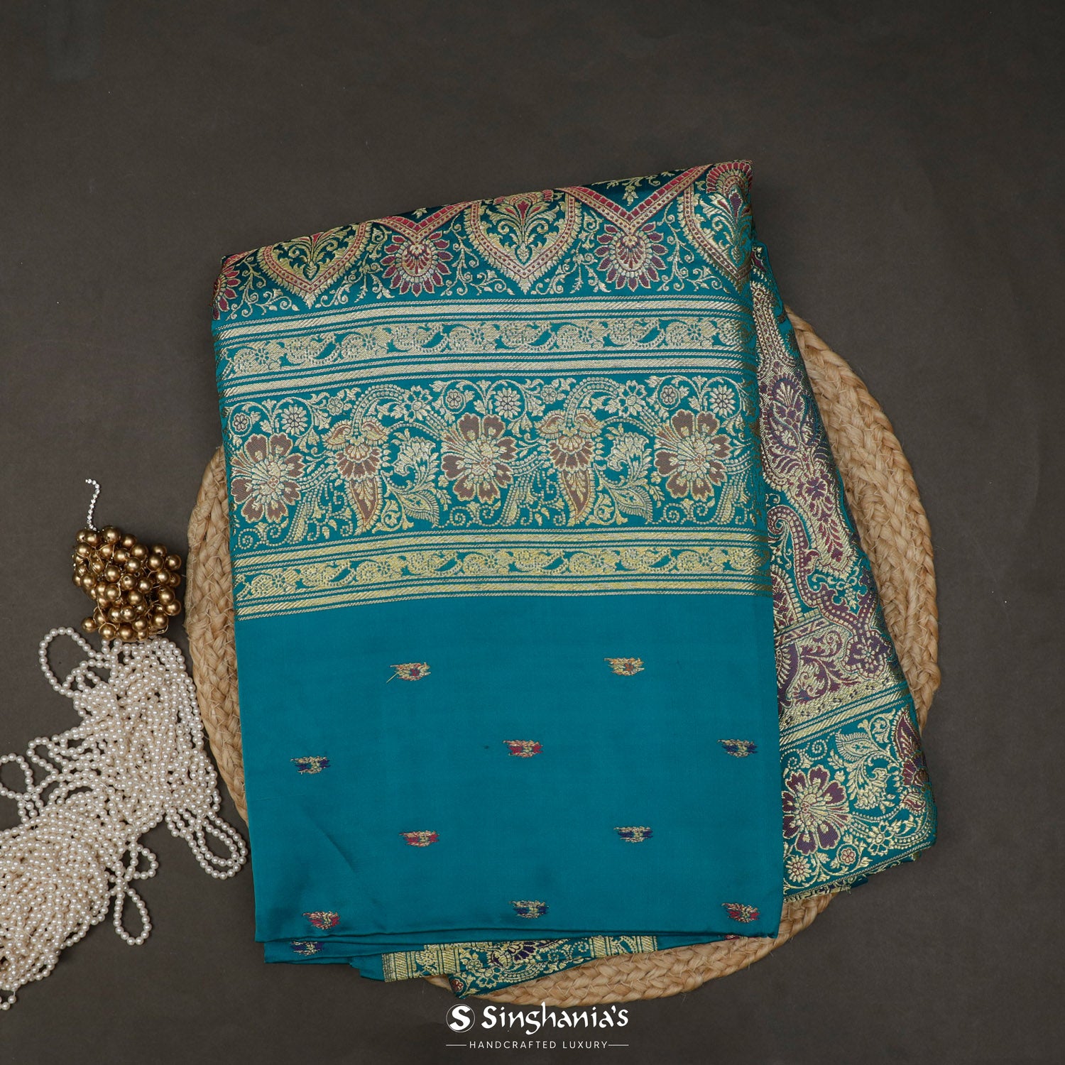Blue Sapphire Silk Saree With Banarasi Weaving