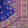 Neon Blue Silk Saree With Floral Banarasi Weaving