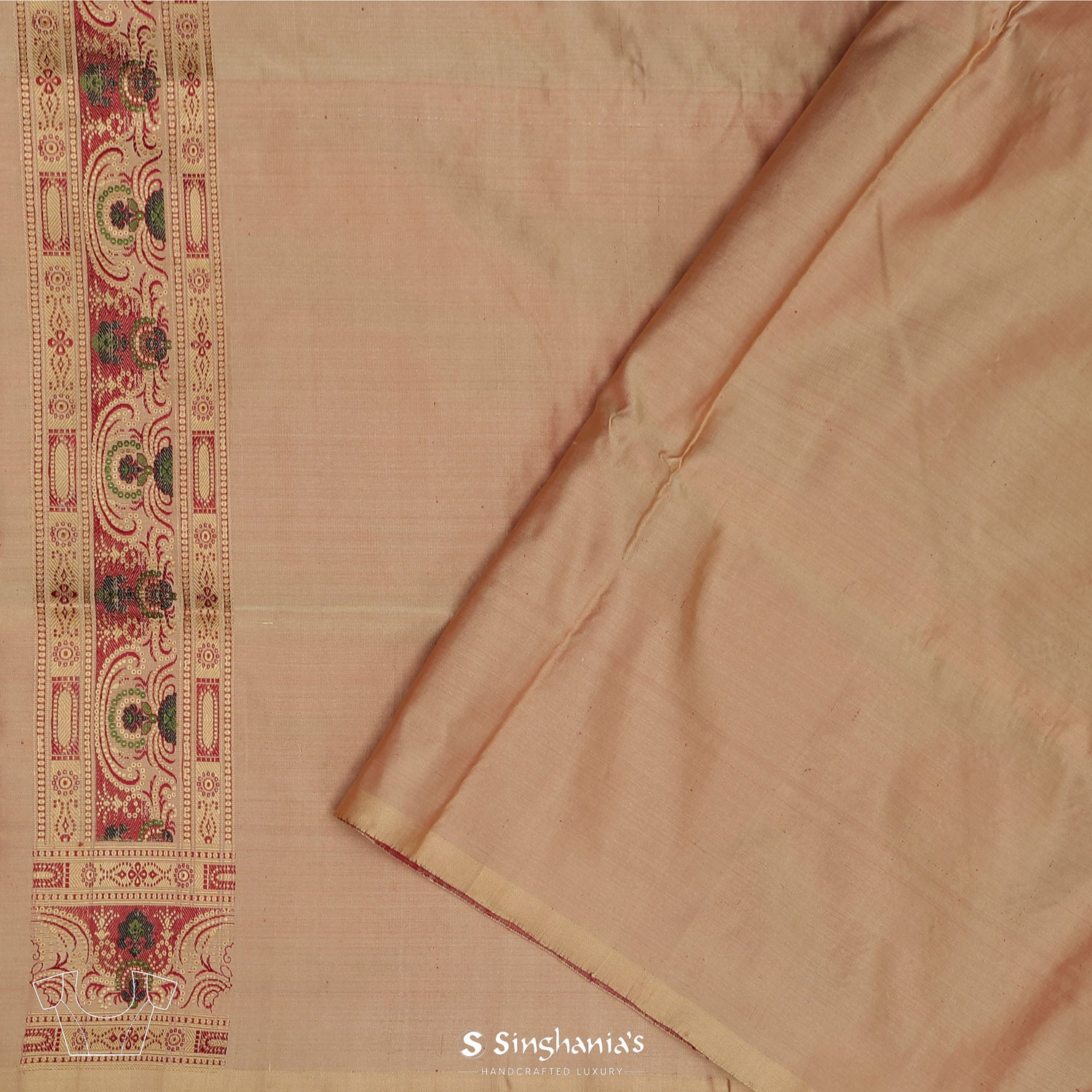 Peach Orange Silk Saree With Banarasi Weaving