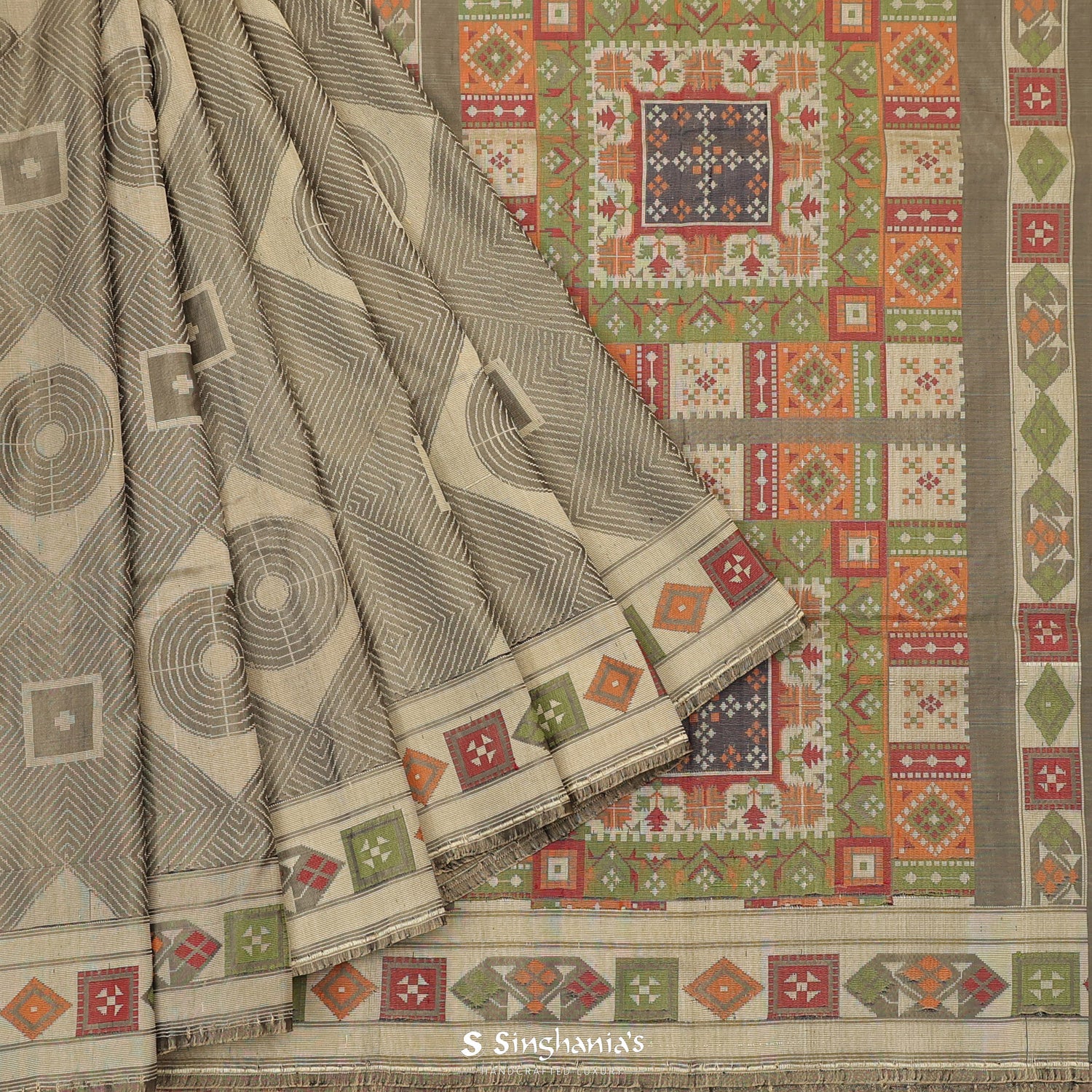 Autumn Cream Silk Saree With Banarasi Weaving