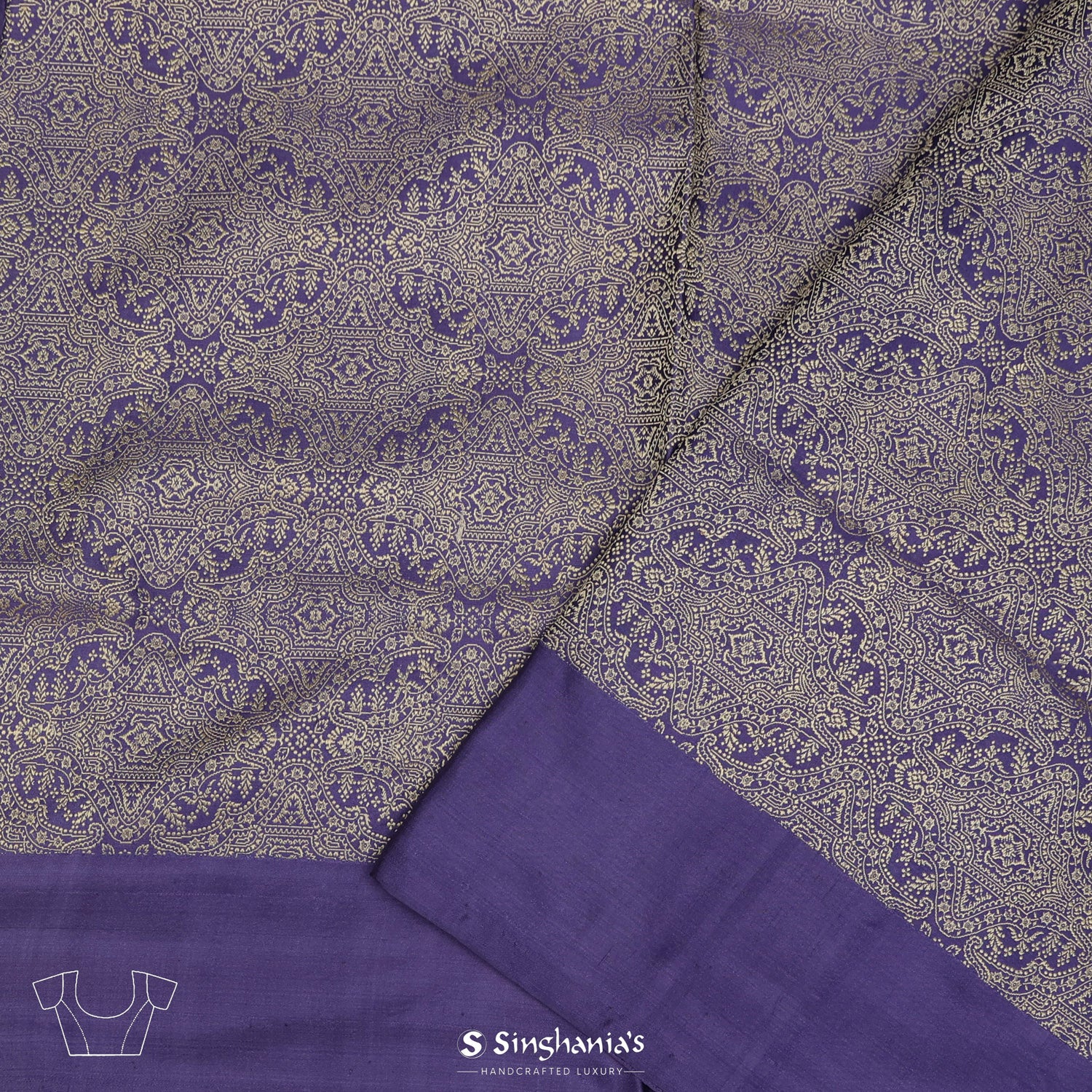 Deep Purple Silk Saree With Banarasi Weaving