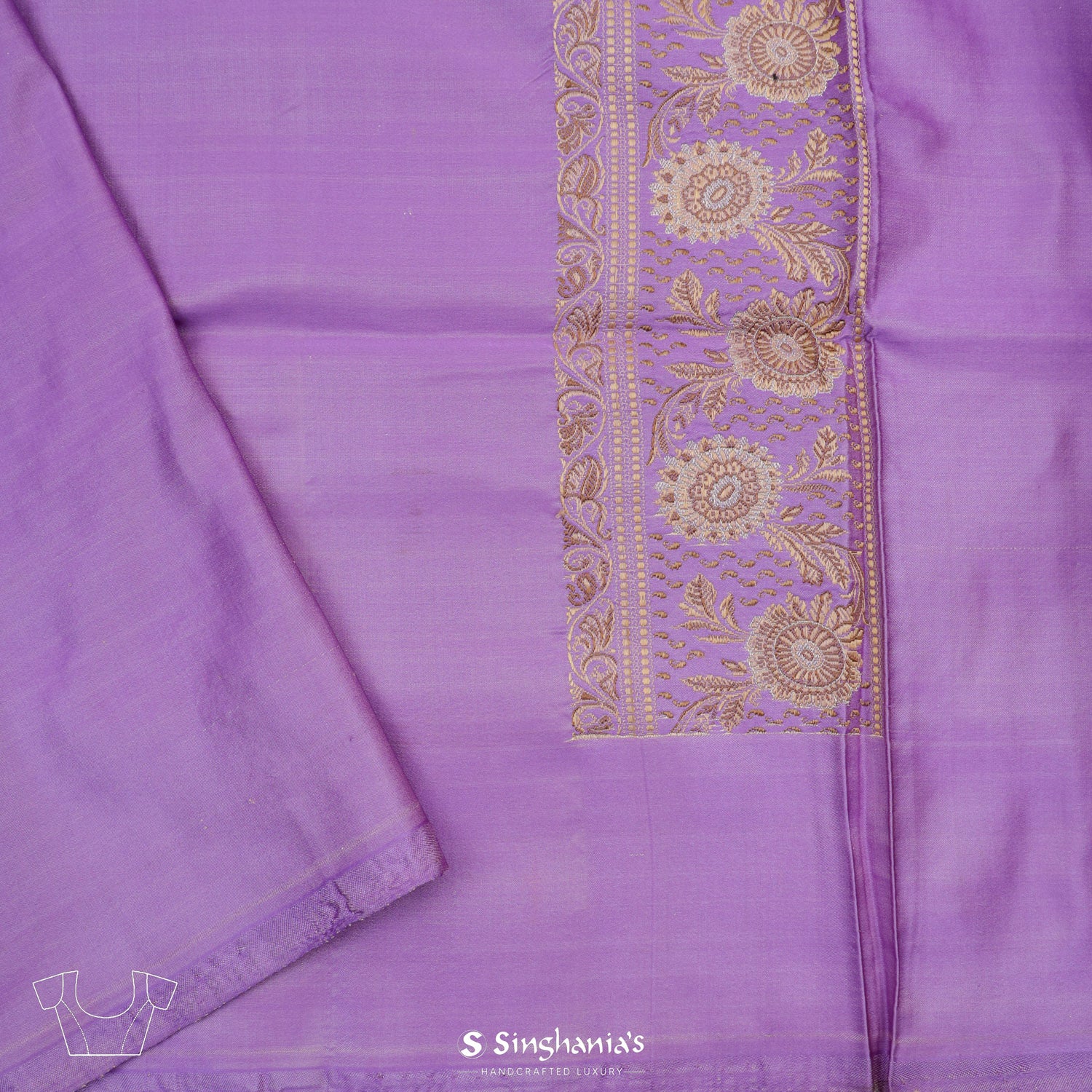 Iris Purple Banarasi Silk Saree With Floral Jaal Pattern