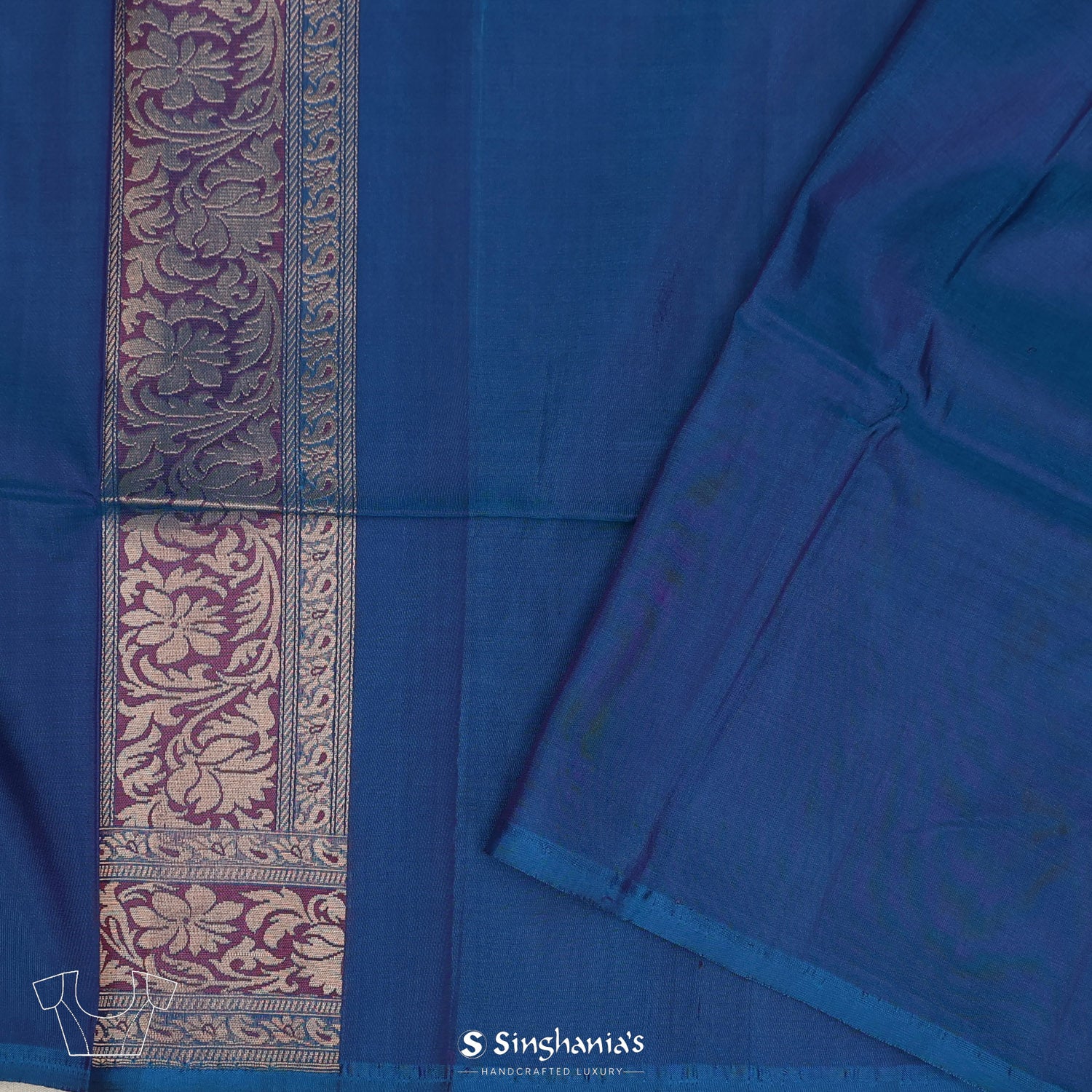 Iris Blue Silk Saree With Banarasi Weaving