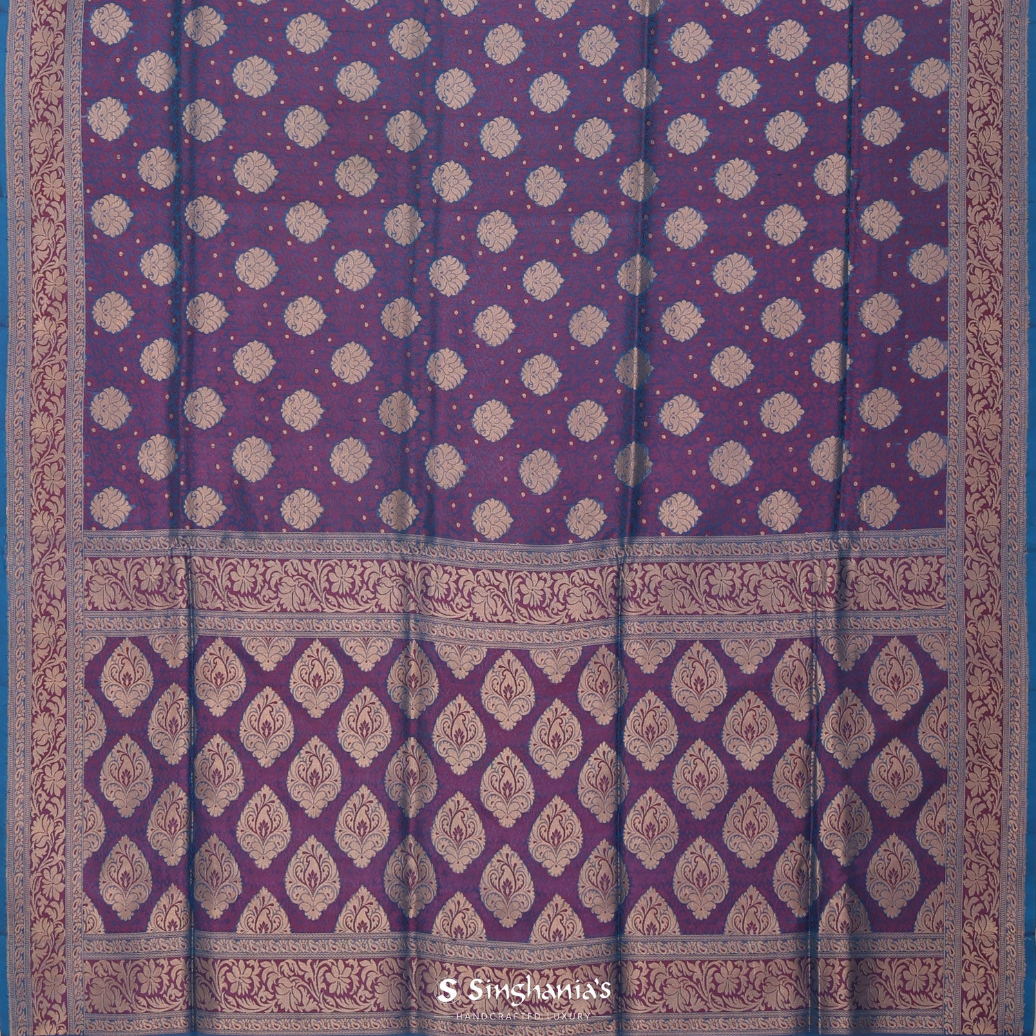 Iris Blue Silk Saree With Banarasi Weaving