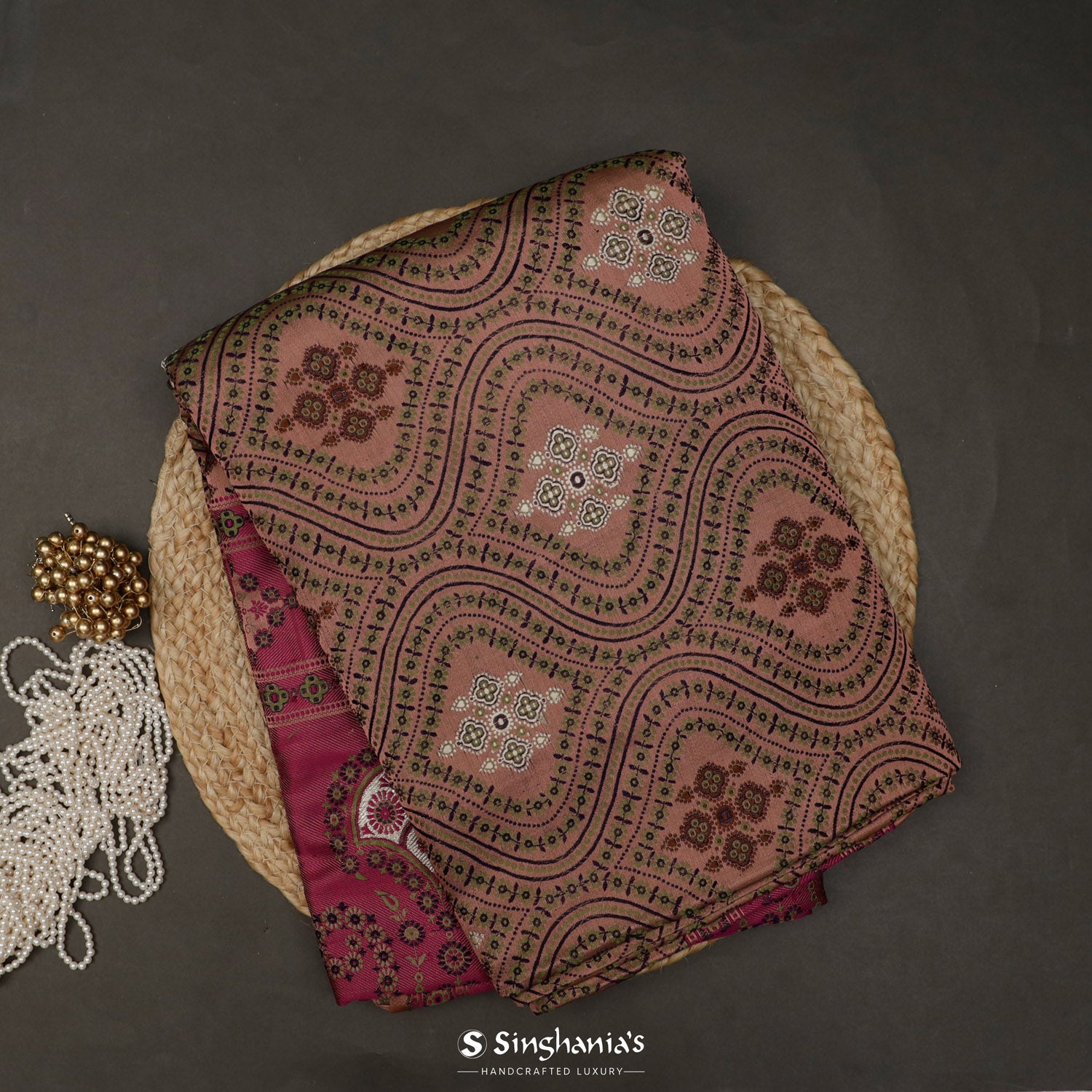 Caramel Cream Silk Saree With Banarasi Weaving