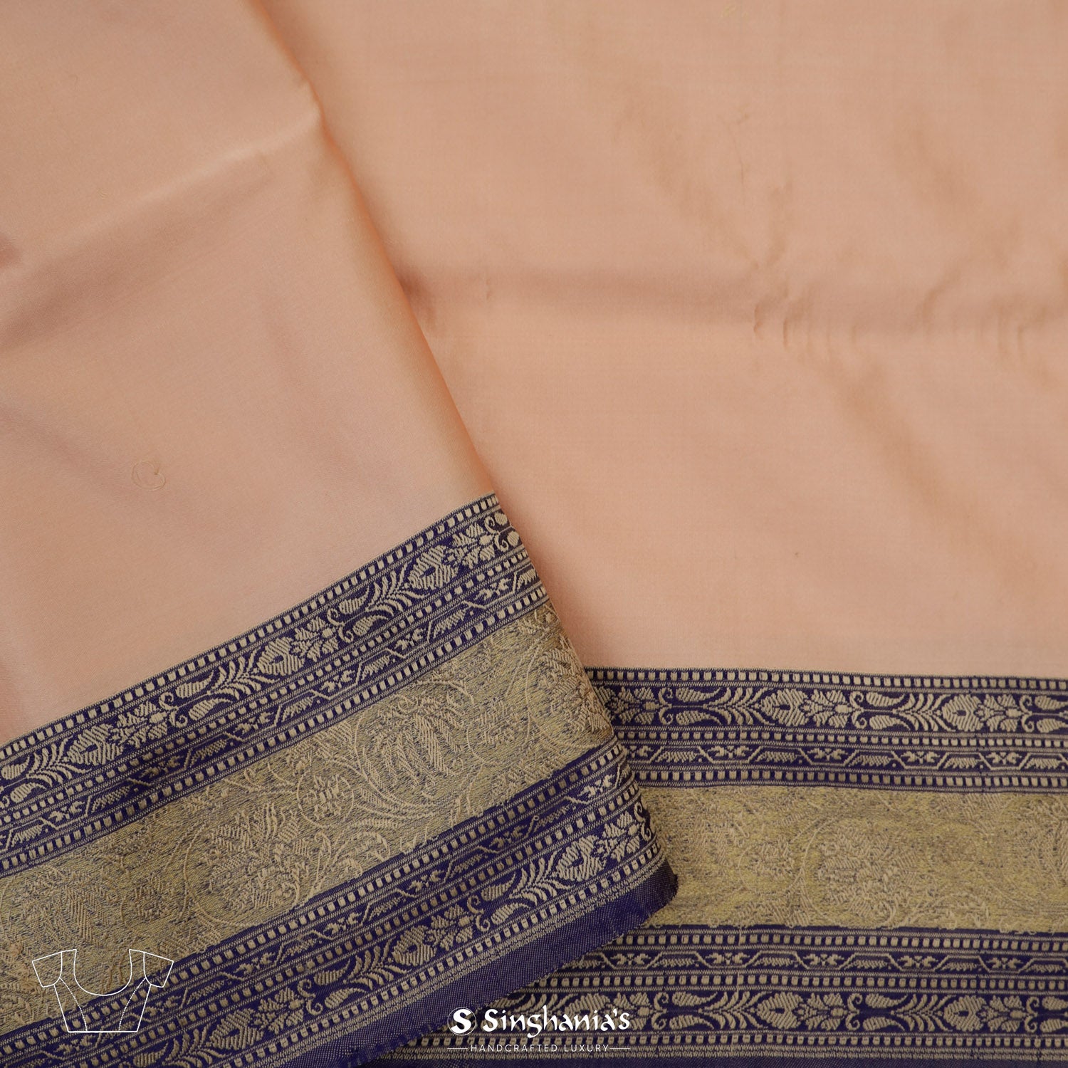 Pale Orange Silk Saree With Banarasi Weaving