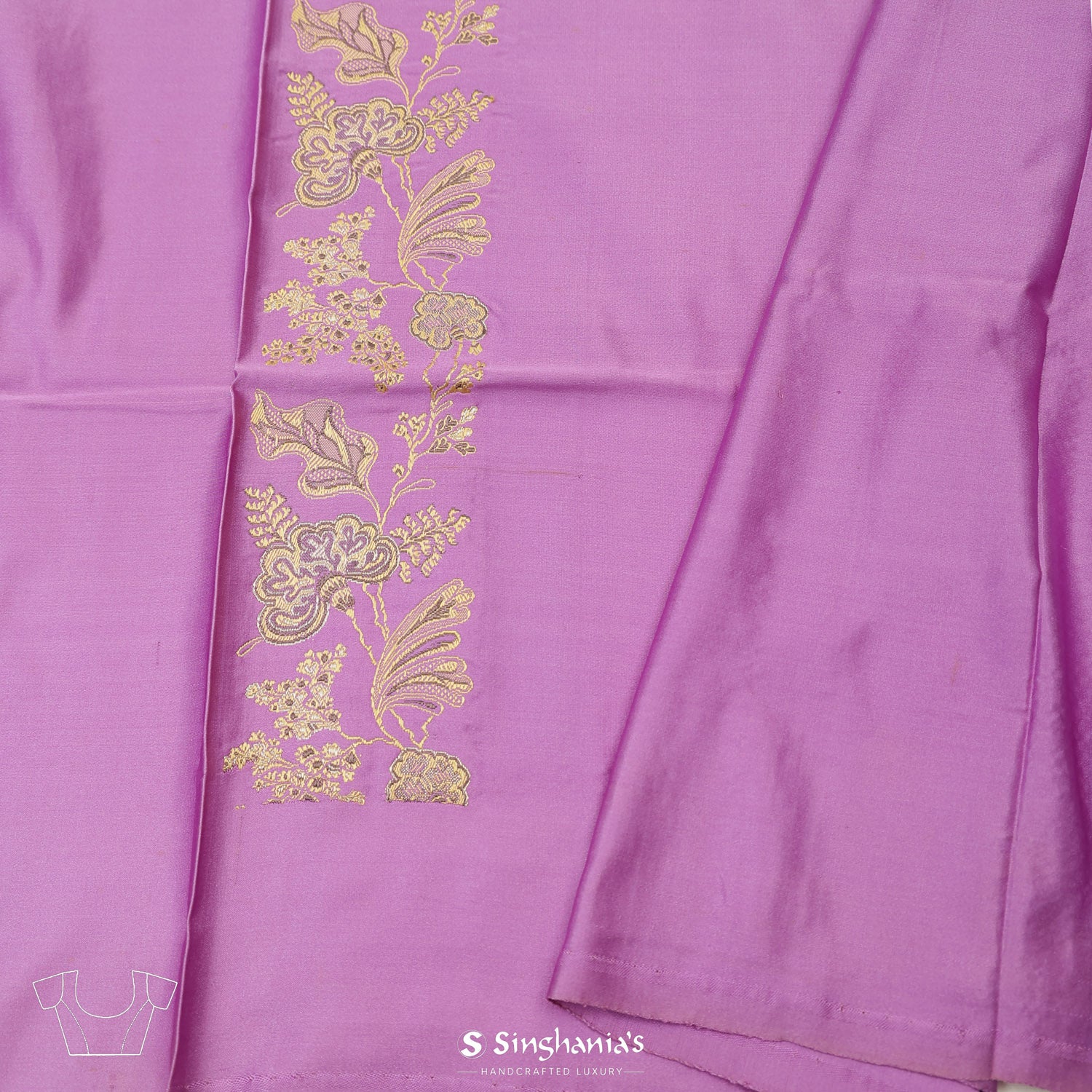 Orchid Purple Plain Silk Saree With Banarasi Weaving