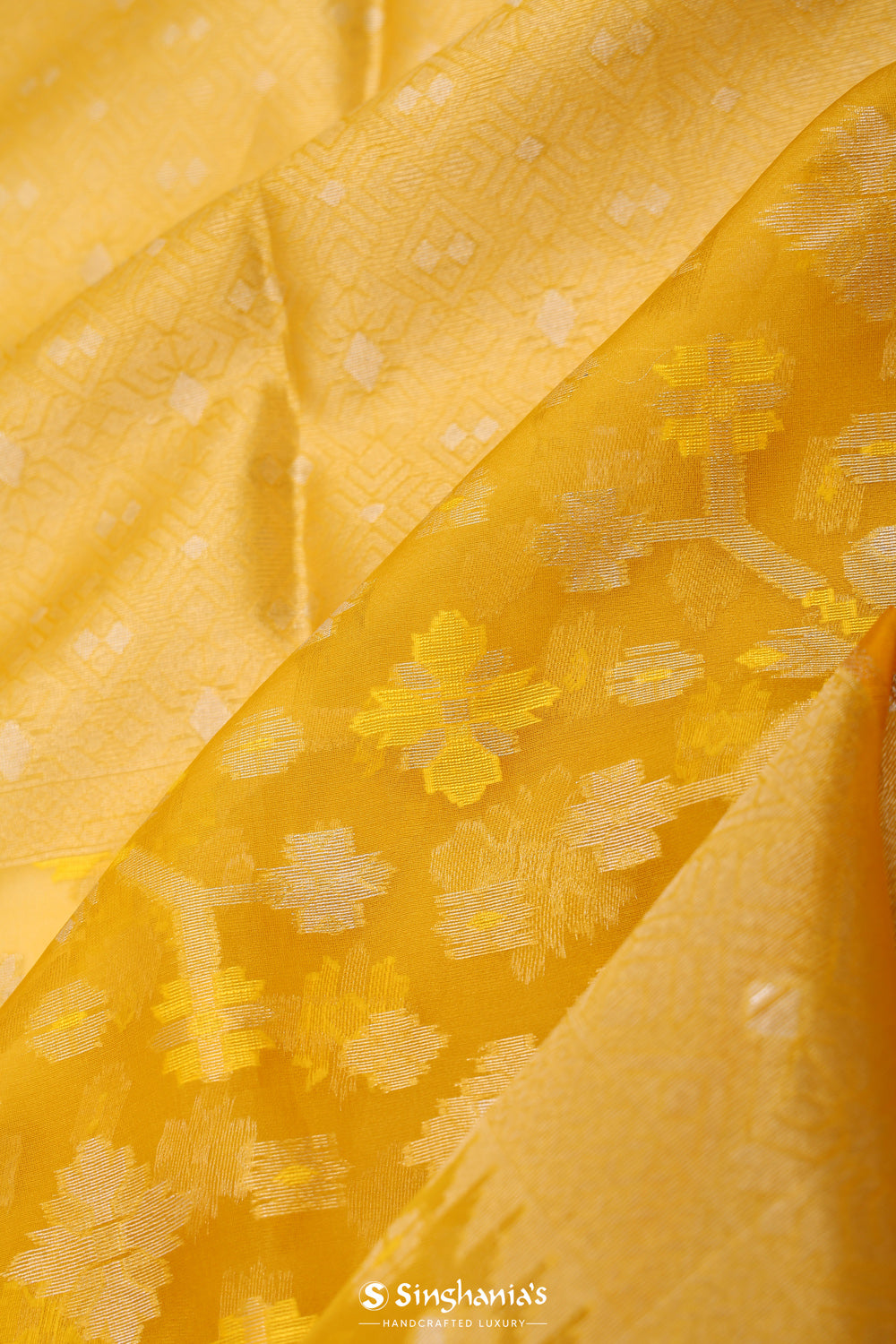 Golden Yellow Organza Chiniya Banarasi Saree