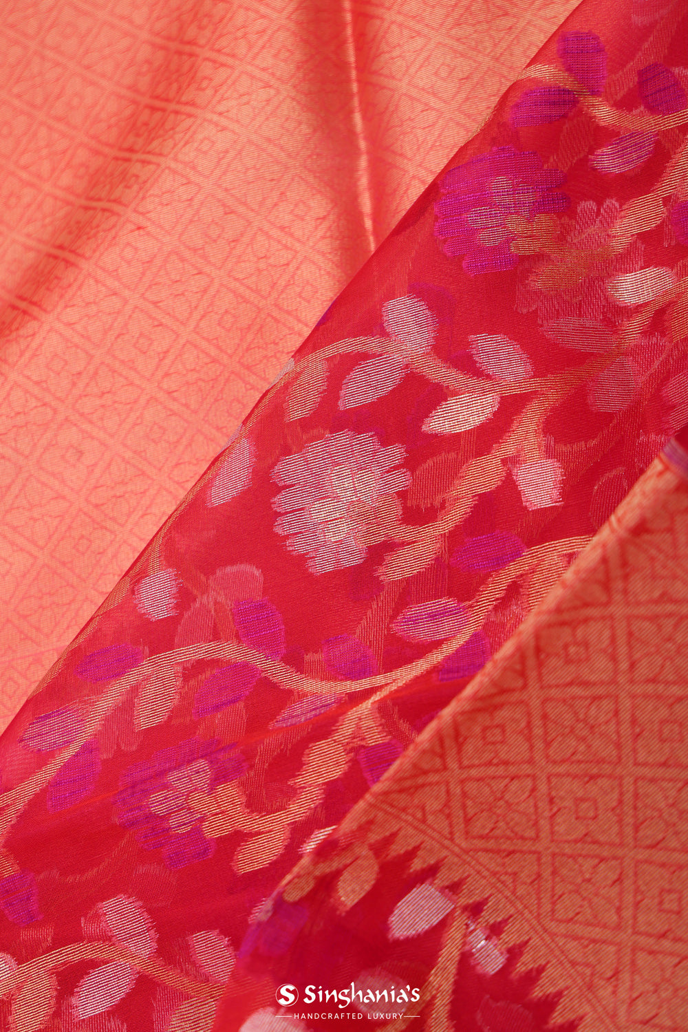 Persian Red Organza Chiniya Banarasi Saree