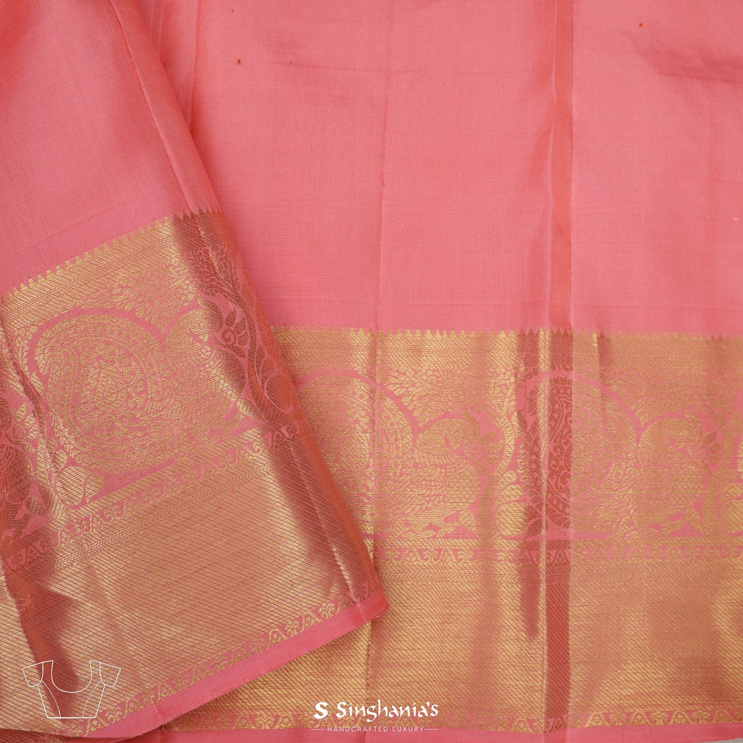 Aesthetic Orange Kanjivaram Silk Saree With Floral Jaal Pattern