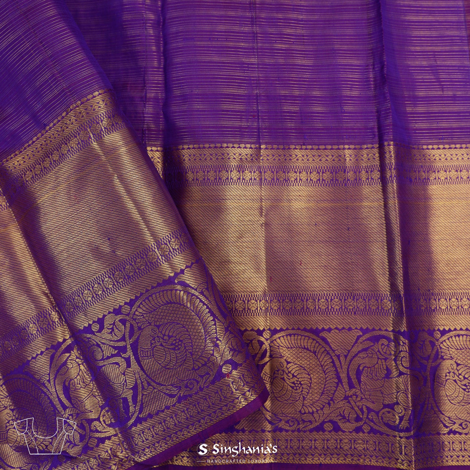 Pale Light Blue Kanjivaram Silk Saree With Floral Jaal Pattern