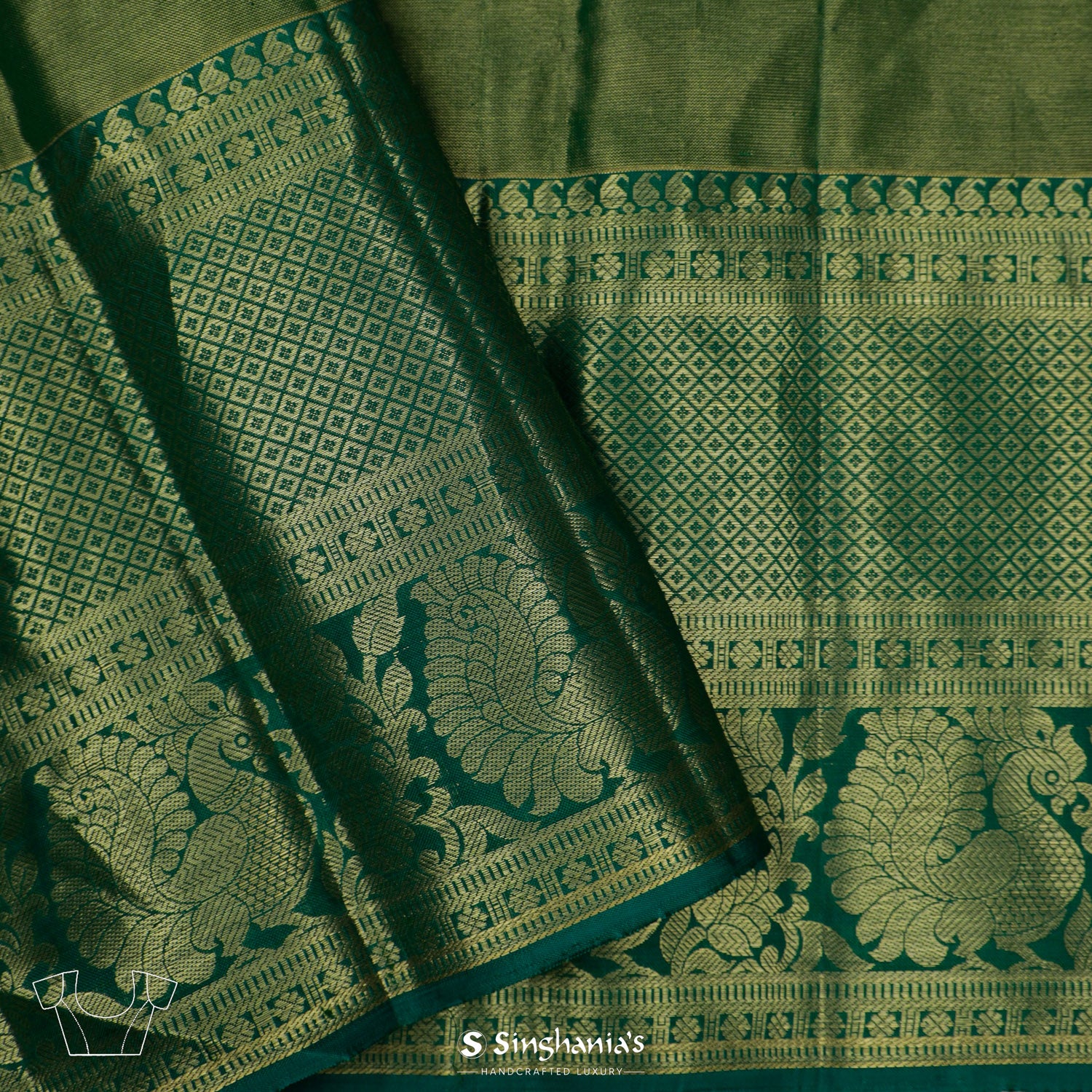 Beige Kanjivaram Silk Saree With Floral Butti Pattern