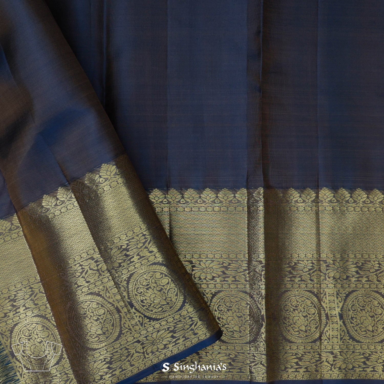 Thistle Purple Kanjivaram Silk Saree With Floral Jaal Pattern