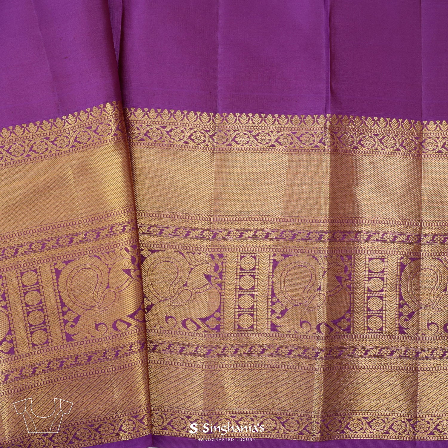 Pale Peach Kanjivaram Silk Saree With Rudraksha Butti Pattern