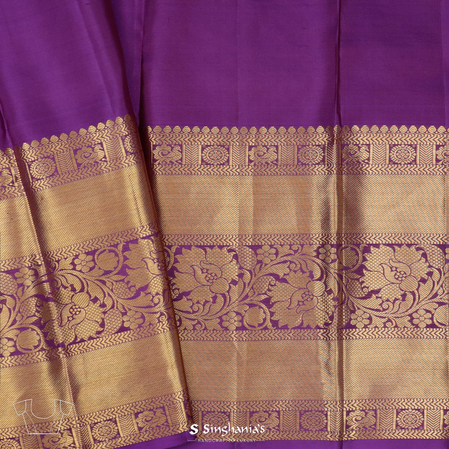 Pale Purple Kanjivaram Silk Saree With Floral Jaal Pattern