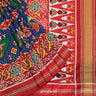 Deep Royal Blue Patola Silk Saree With Floral Fauna Pattern