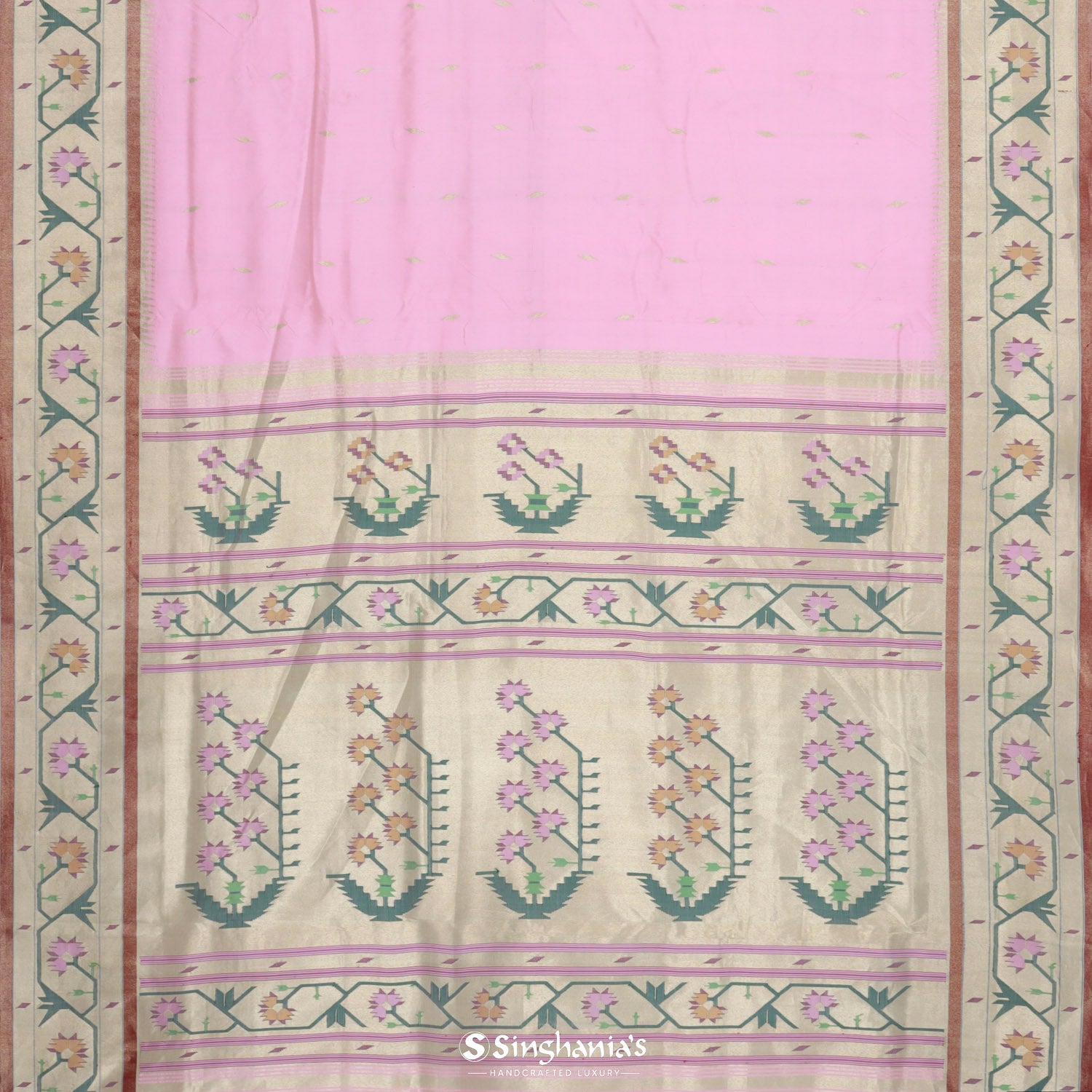 Light Pink Paithani Handloom Silk Saree