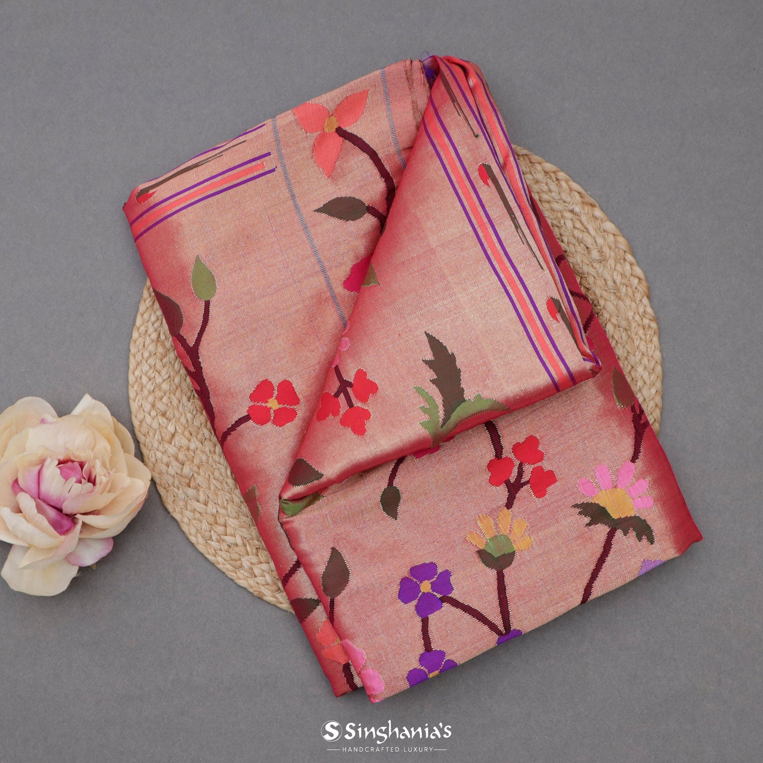 Medium Pink Paithani Handloom Silk Saree