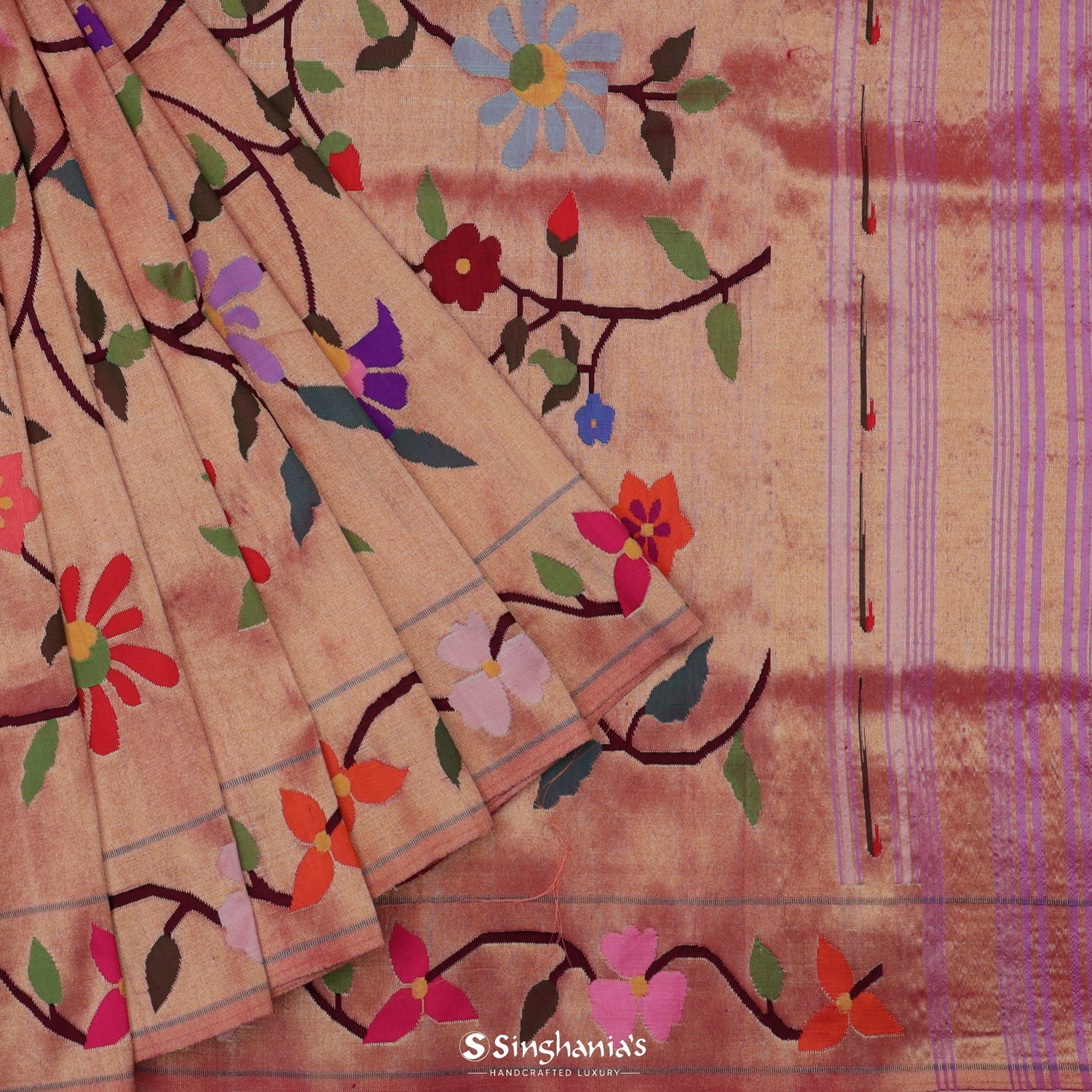 Medium Pink Paithani Handloom Silk Saree