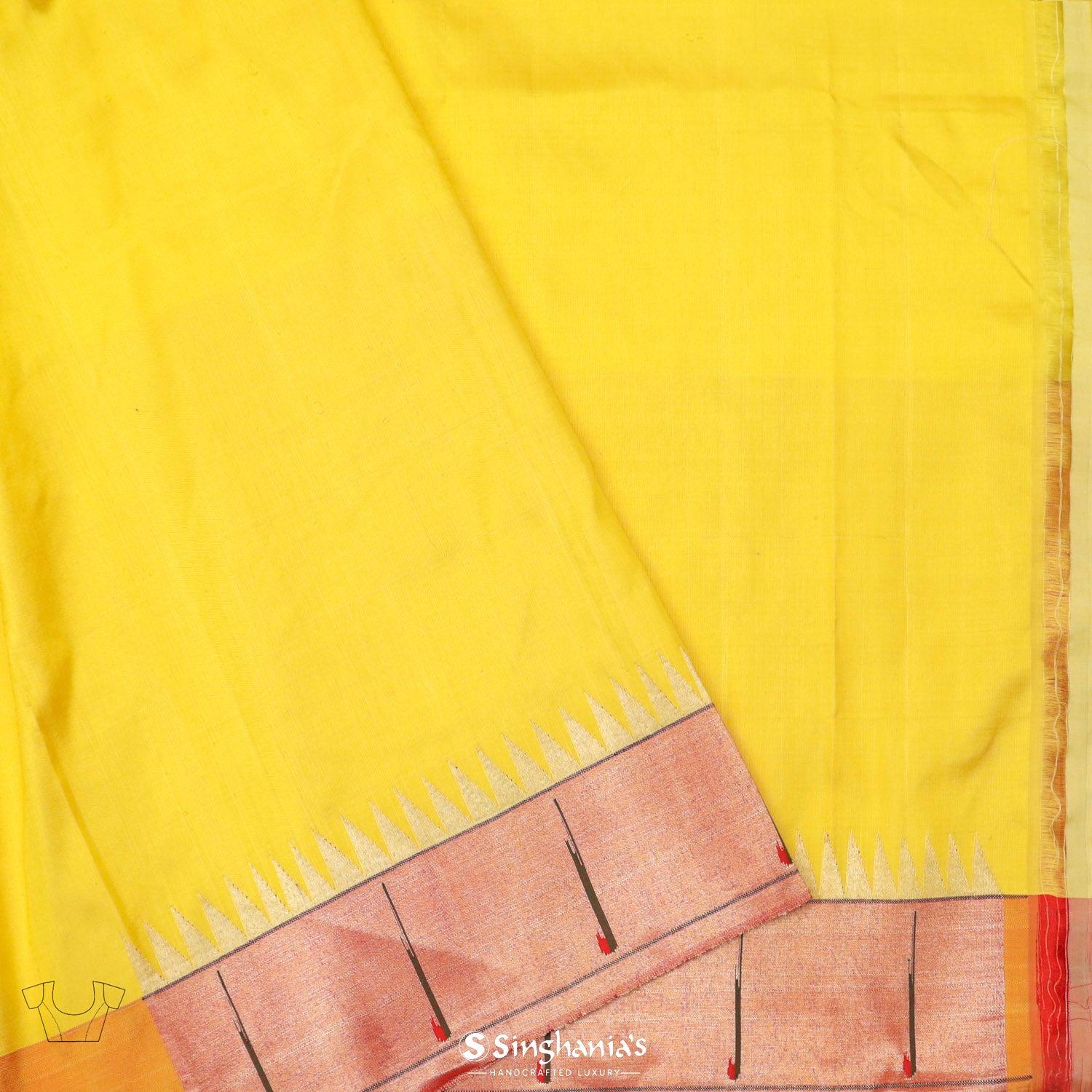 Sandstorm Yellow Paithani Handloom Silk Saree