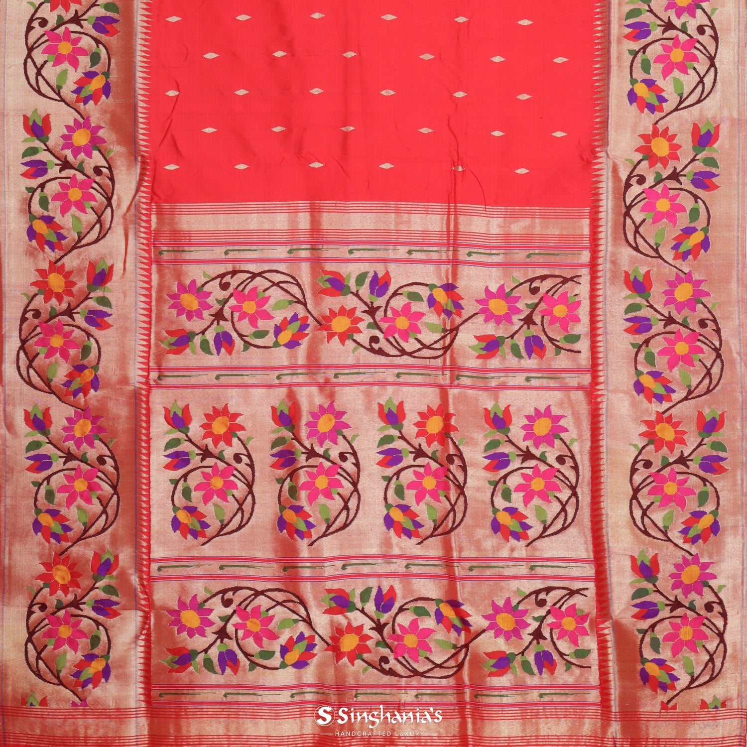 Imperial Red Paithani Handloom Silk Saree