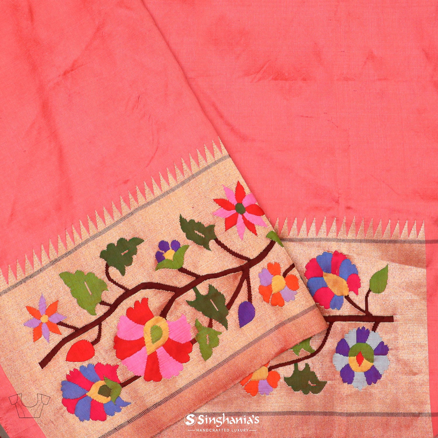 Tulip Pink Paithani Handloom Silk Saree