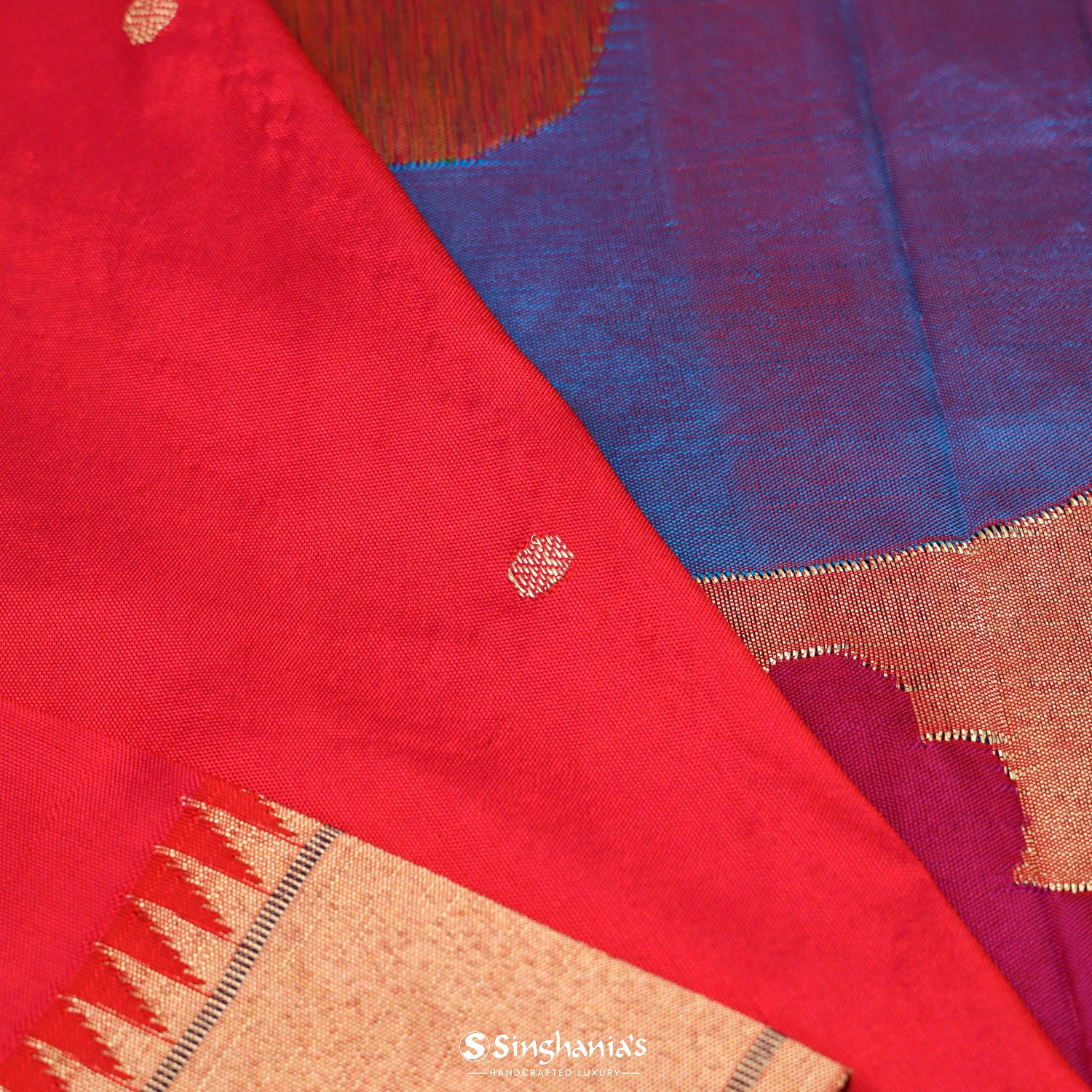 Alizarin Crimson Paithani Handloom Silk Saree