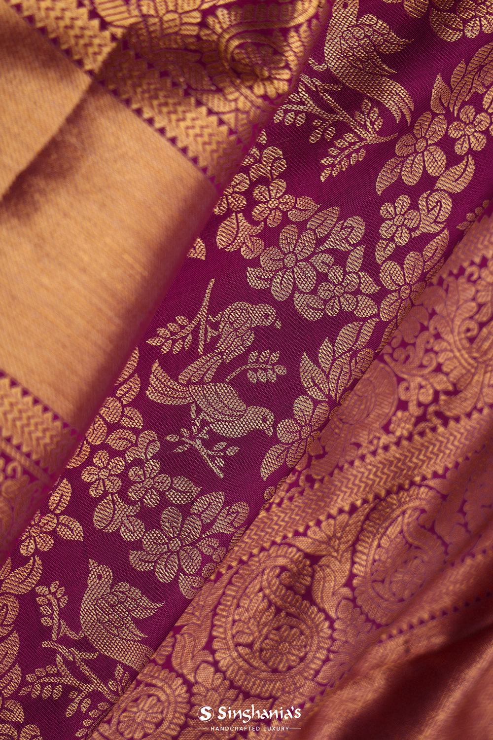 Dark Raspberry Jaal Kanjivaram Silk Saree