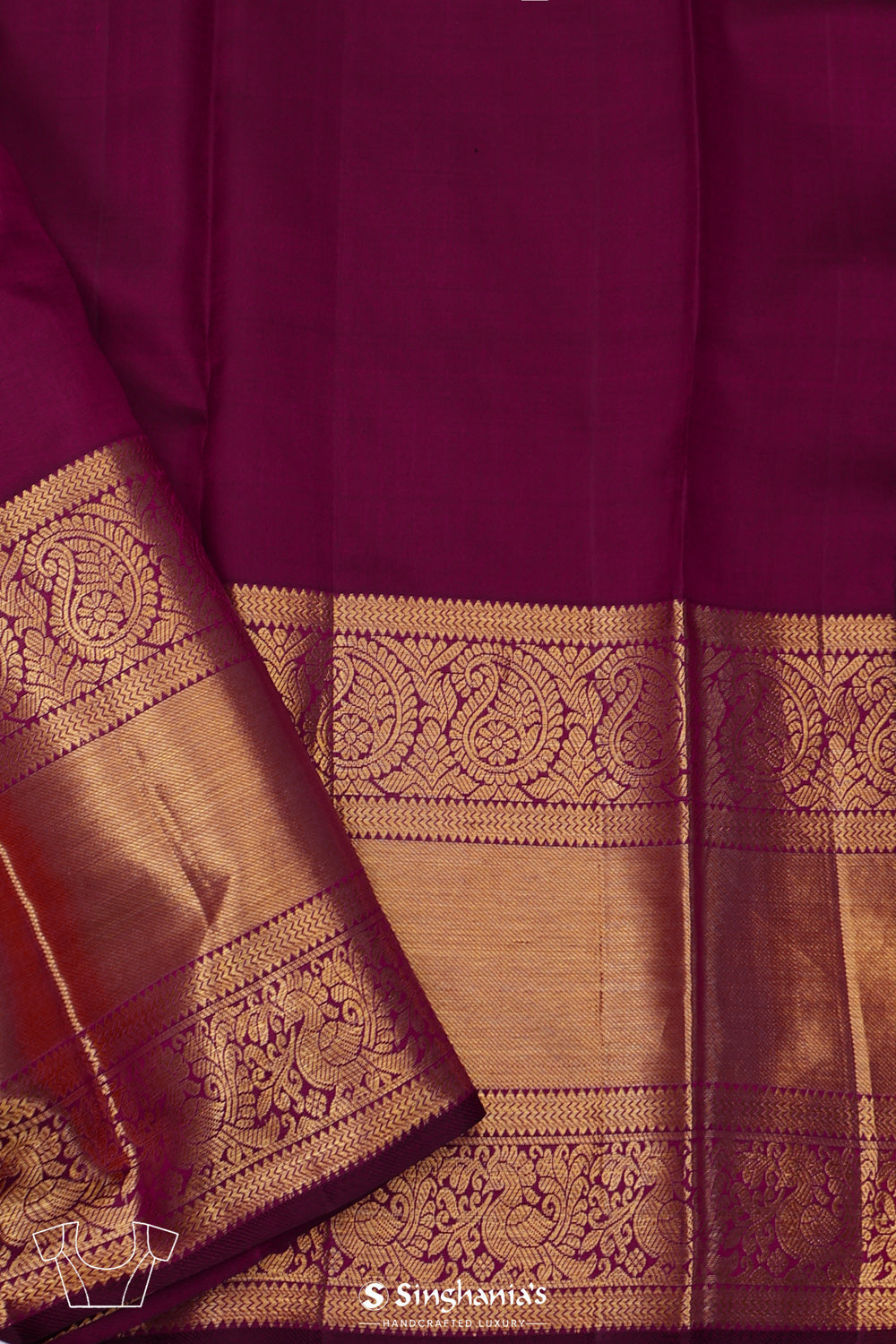 Dark Raspberry Jaal Kanjivaram Silk Saree