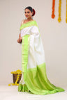 Cream White Kanjivaram Silk Saree