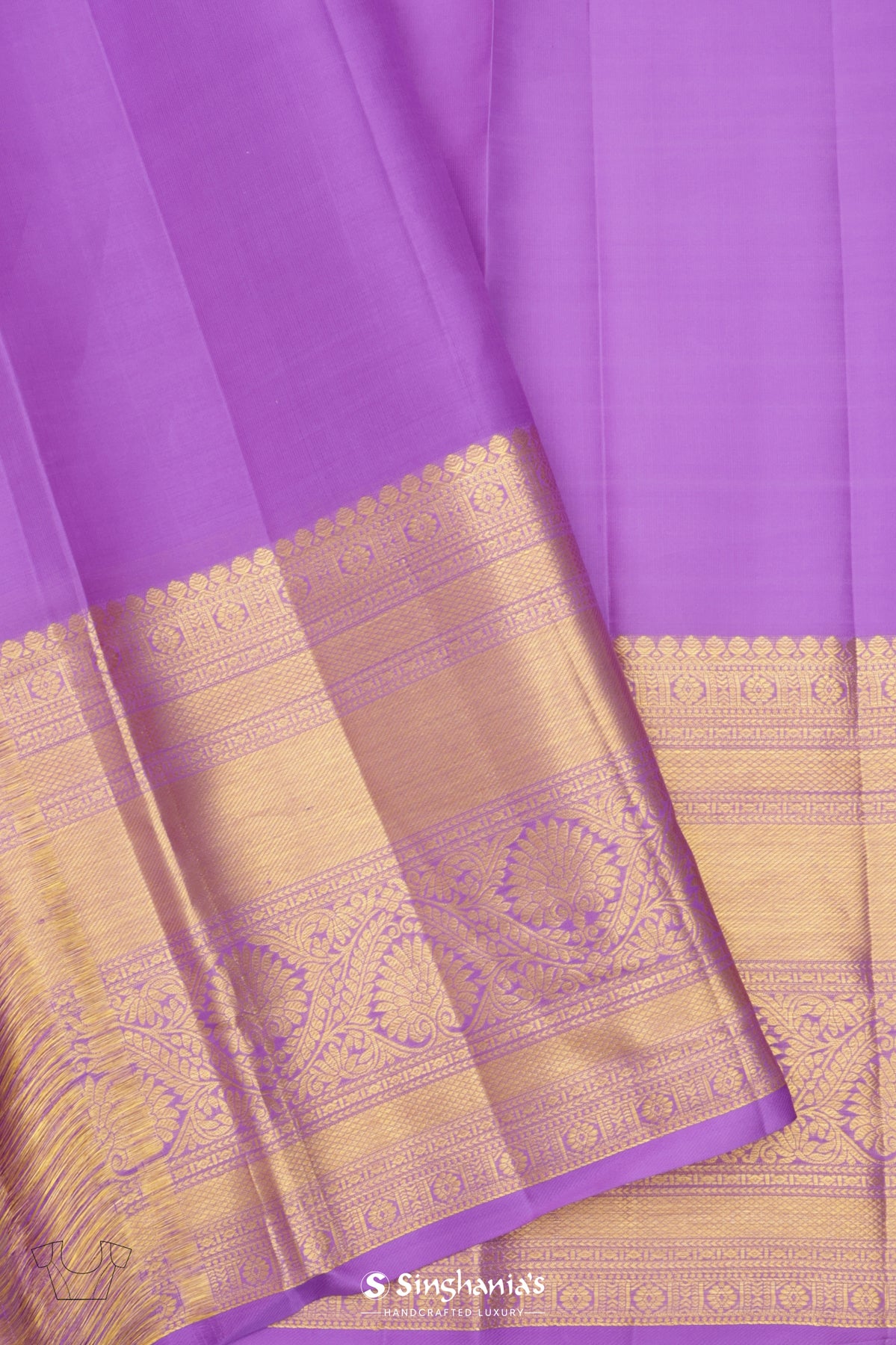 Blue Violet Kanjivaram Silk Saree With Floral Jaal Work