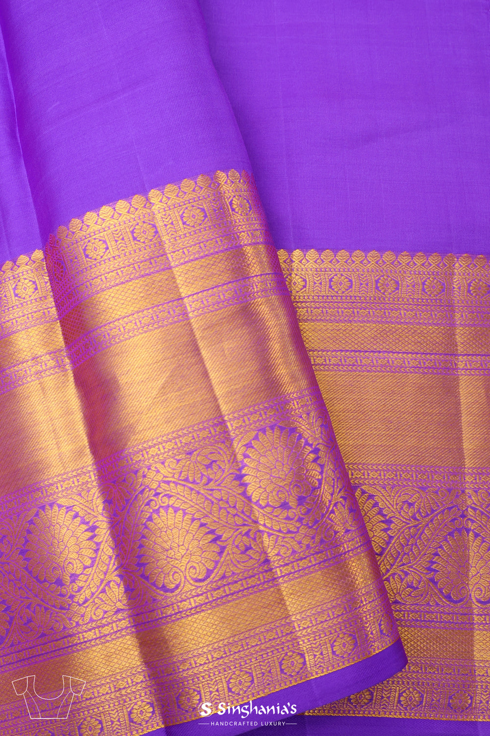 Bright Purple Tissue Kanjivaram Saree With Floral Jaal Weaving