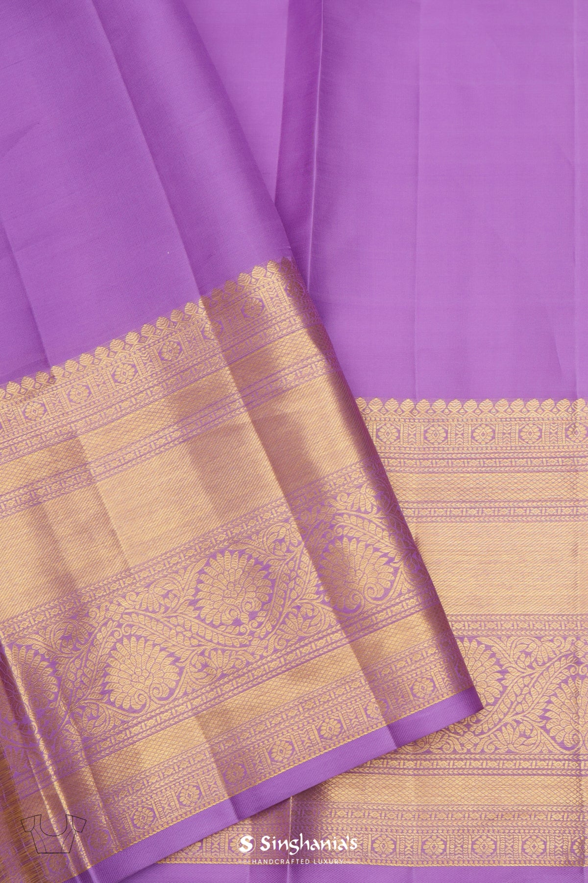 Bright Purple Kanjivaram Silk Saree With Floral Pattern