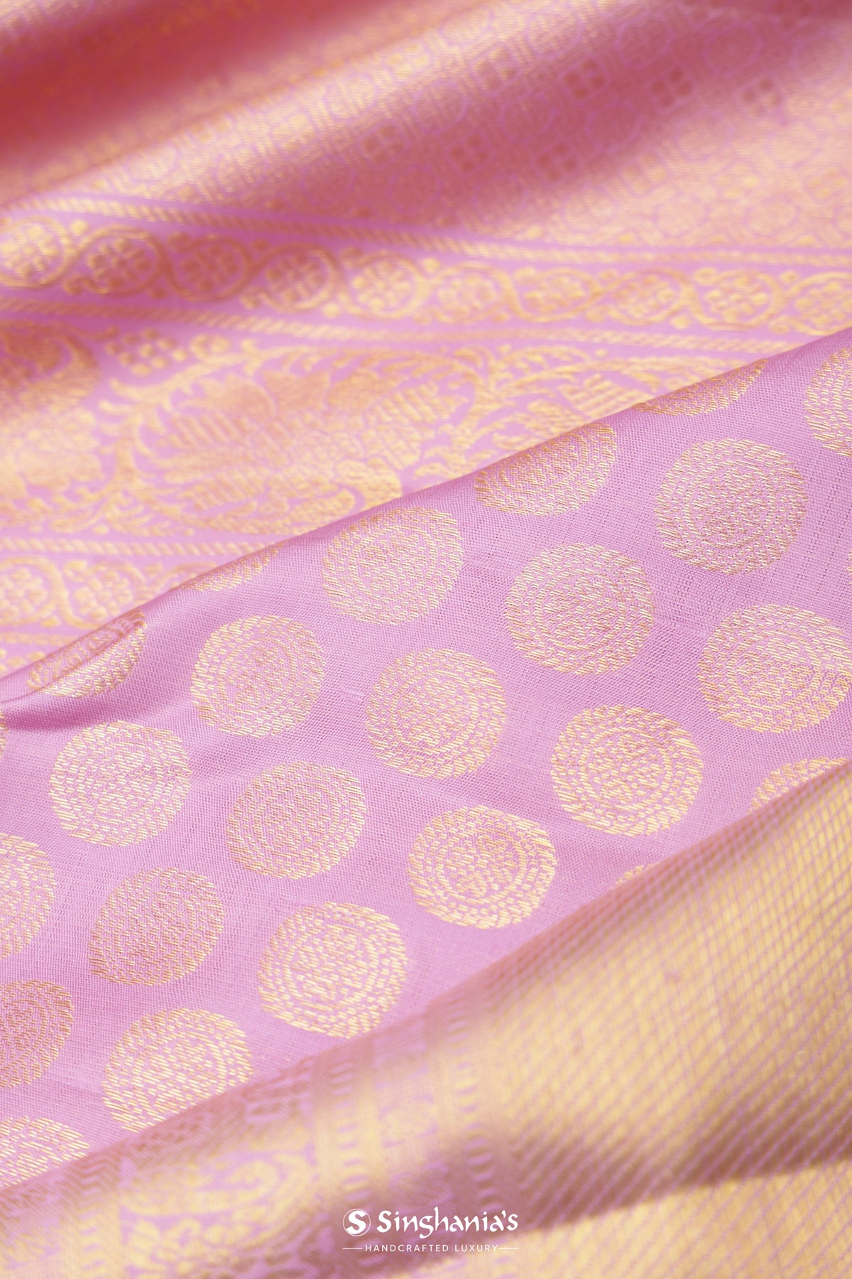 Medium Purple Tissue Kanjivaram Saree With Floral Butta Weaving