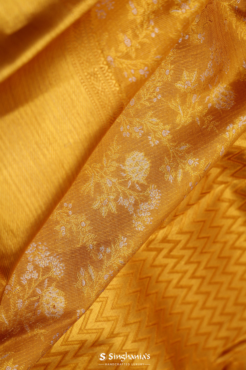 Autumn Gold Floral Jaal Kanjivaram Silk Saree