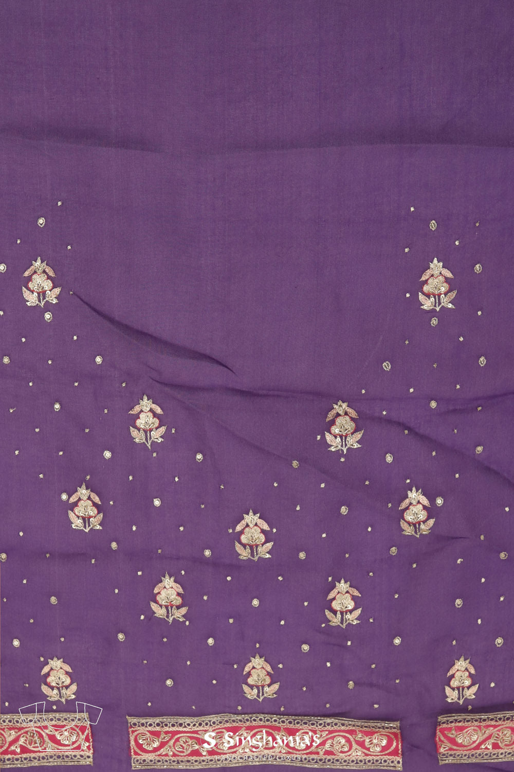 Dark Purple Organza Saree With Contrast Embroidery Border