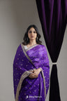 Regalia Purple Designer Organza Saree With Butti Embroidery