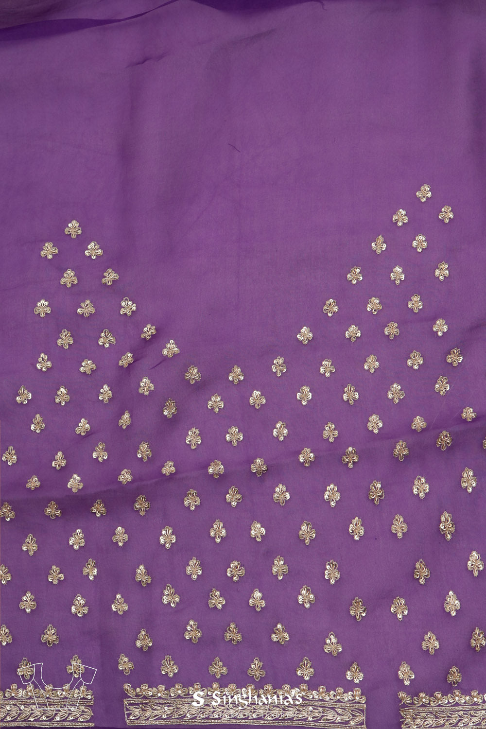 Regalia Purple Designer Organza Saree With Butti Embroidery