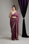 Pansy Purple Designer Tissue Organza Saree With Zari Weaving