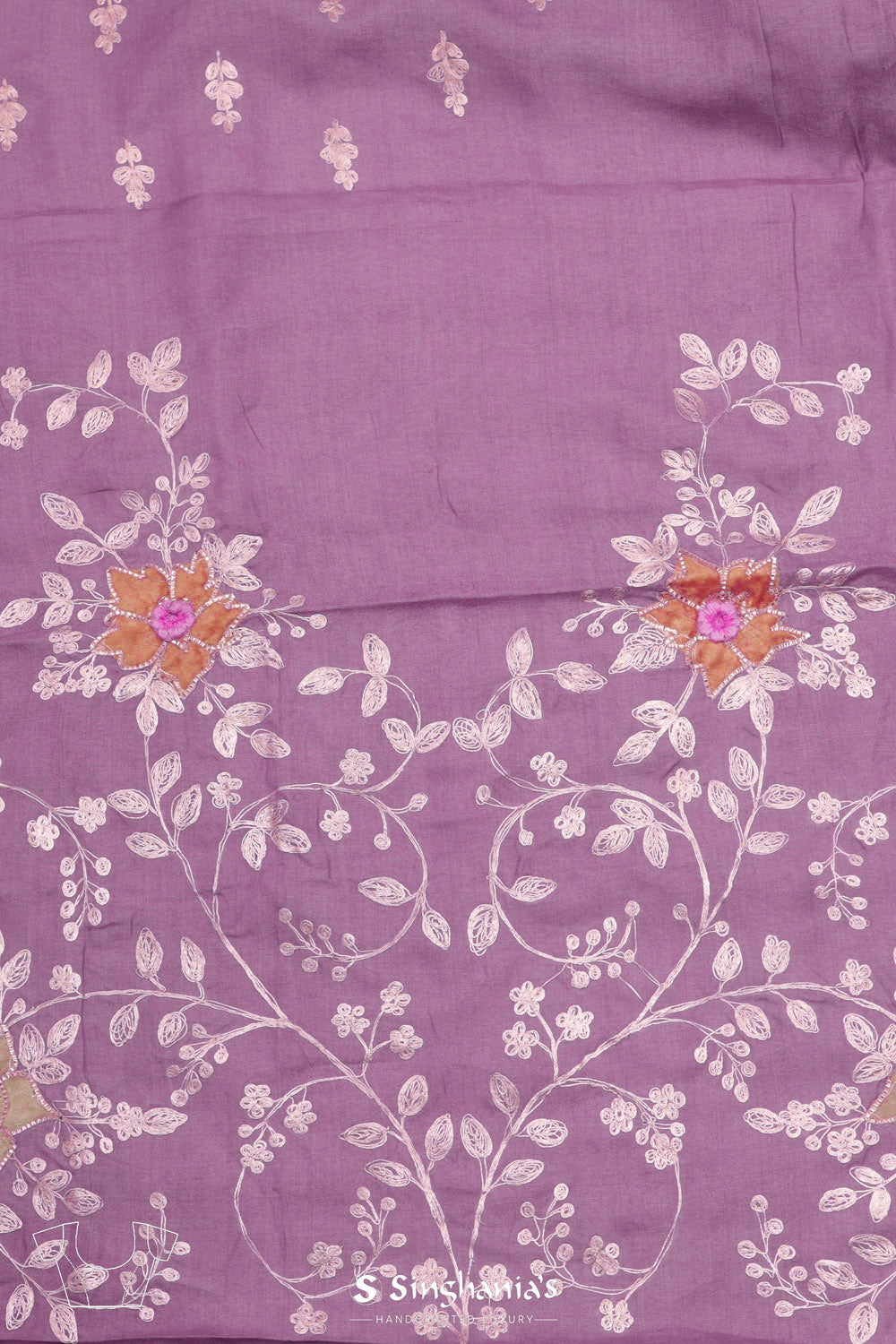 Light Purple Tussar Saree With Zari Embroidery